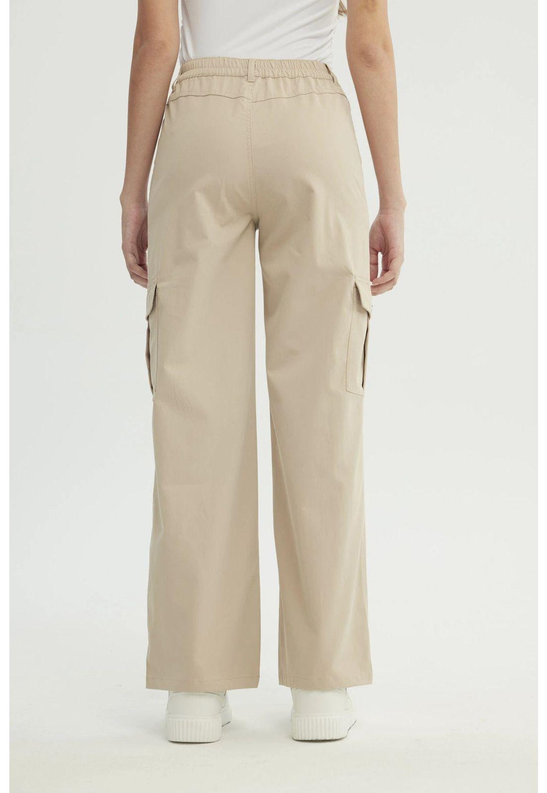 Pantalón Mujer Wide Leg Beige - Vll-2
