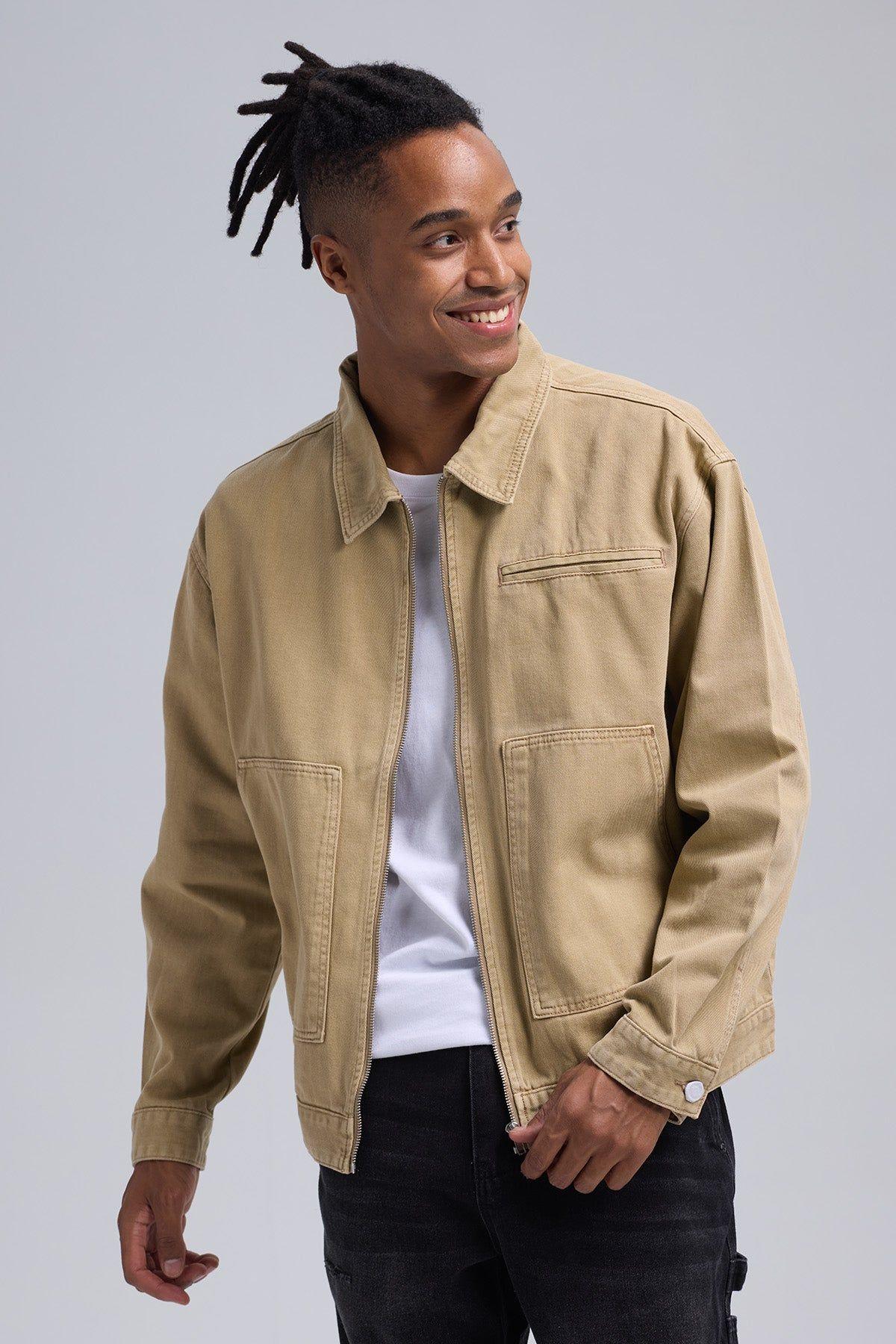 Chaqueta Hombre Full Moda Café Claro-0