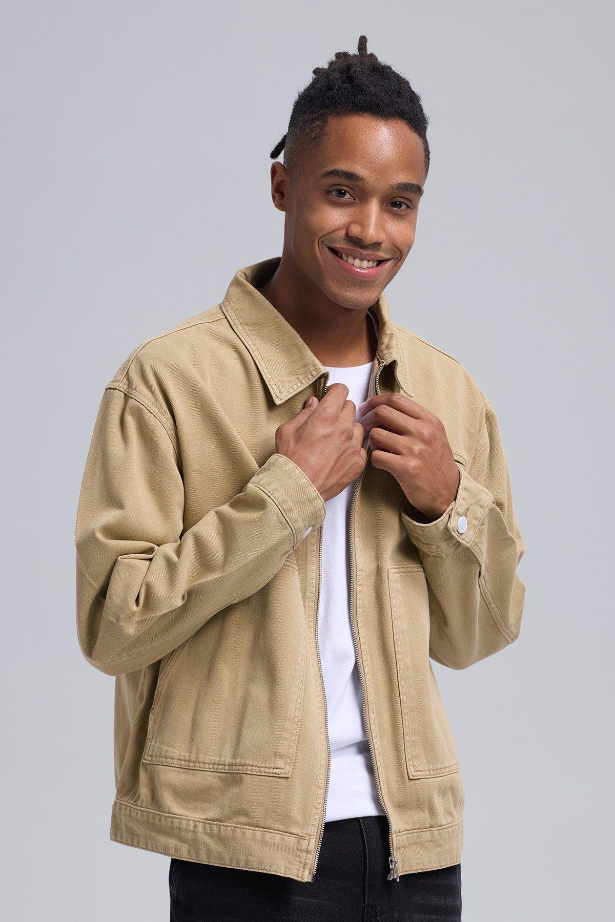 Chaqueta Hombre Full Moda Café Claro-1
