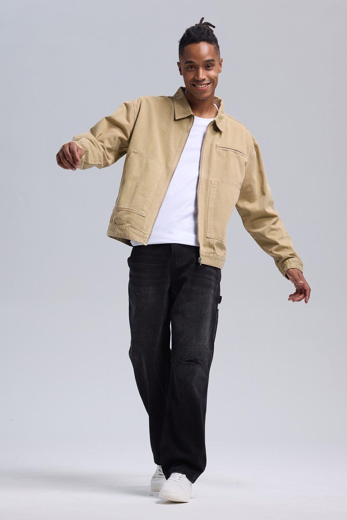 Chaqueta Hombre Full Moda Café Claro-3