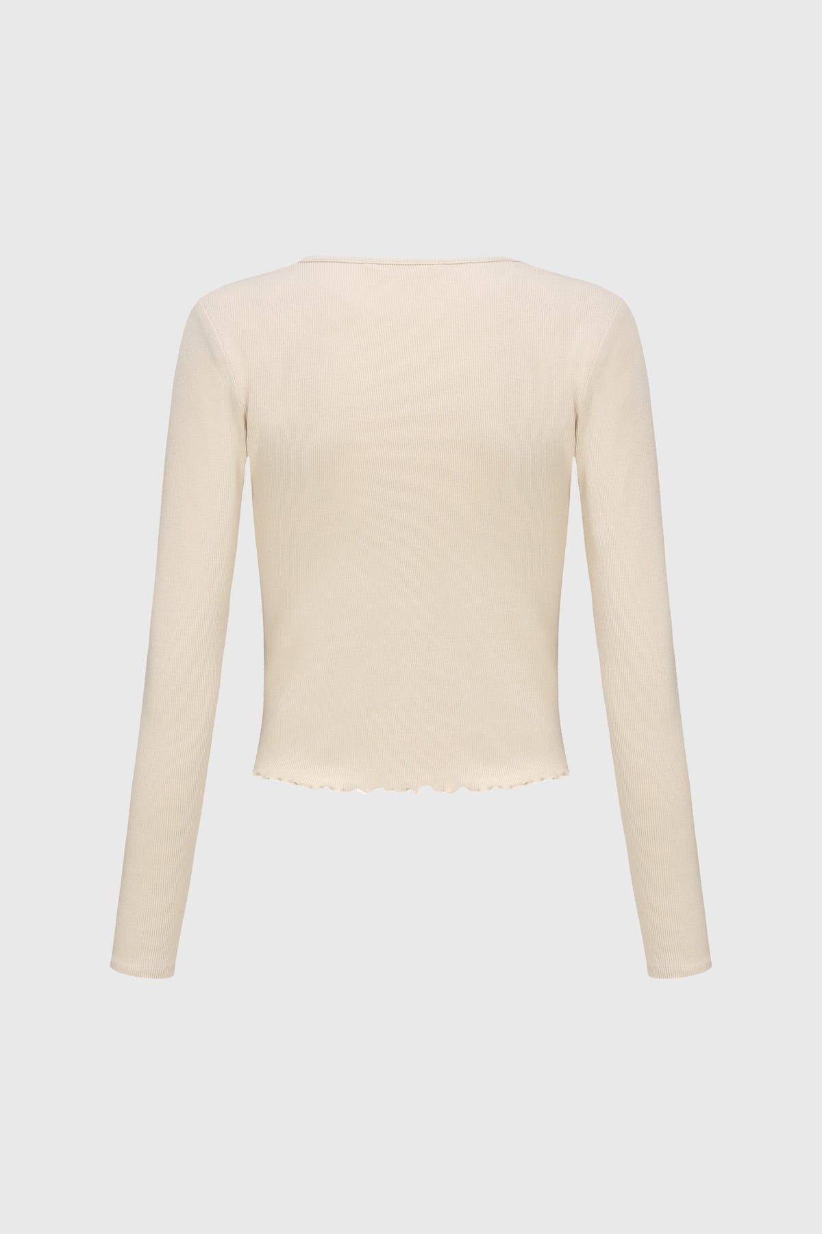 Polera Niña Recogido Delantero Beige-1