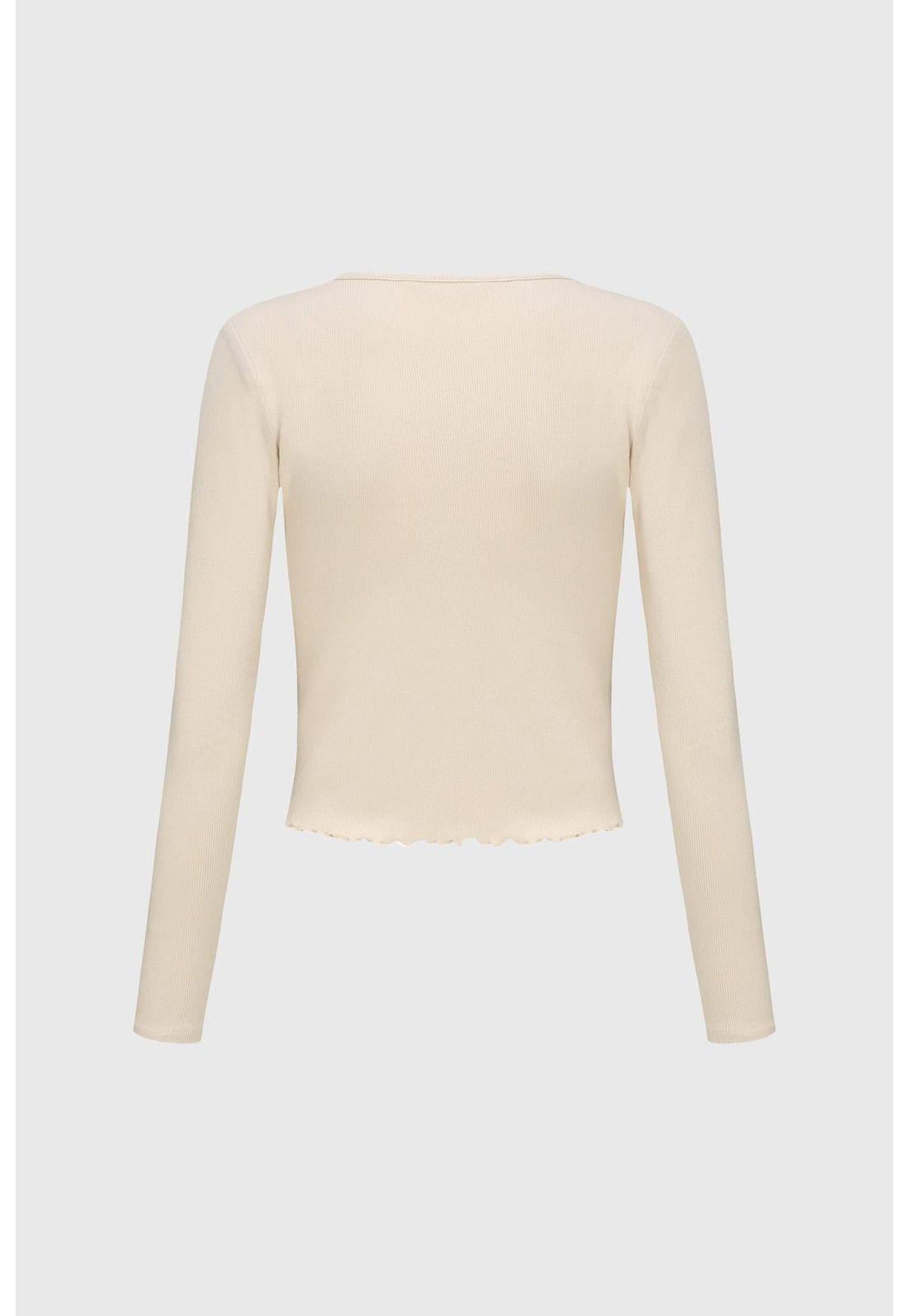 Polera Niña Recogido Delantero Beige-1