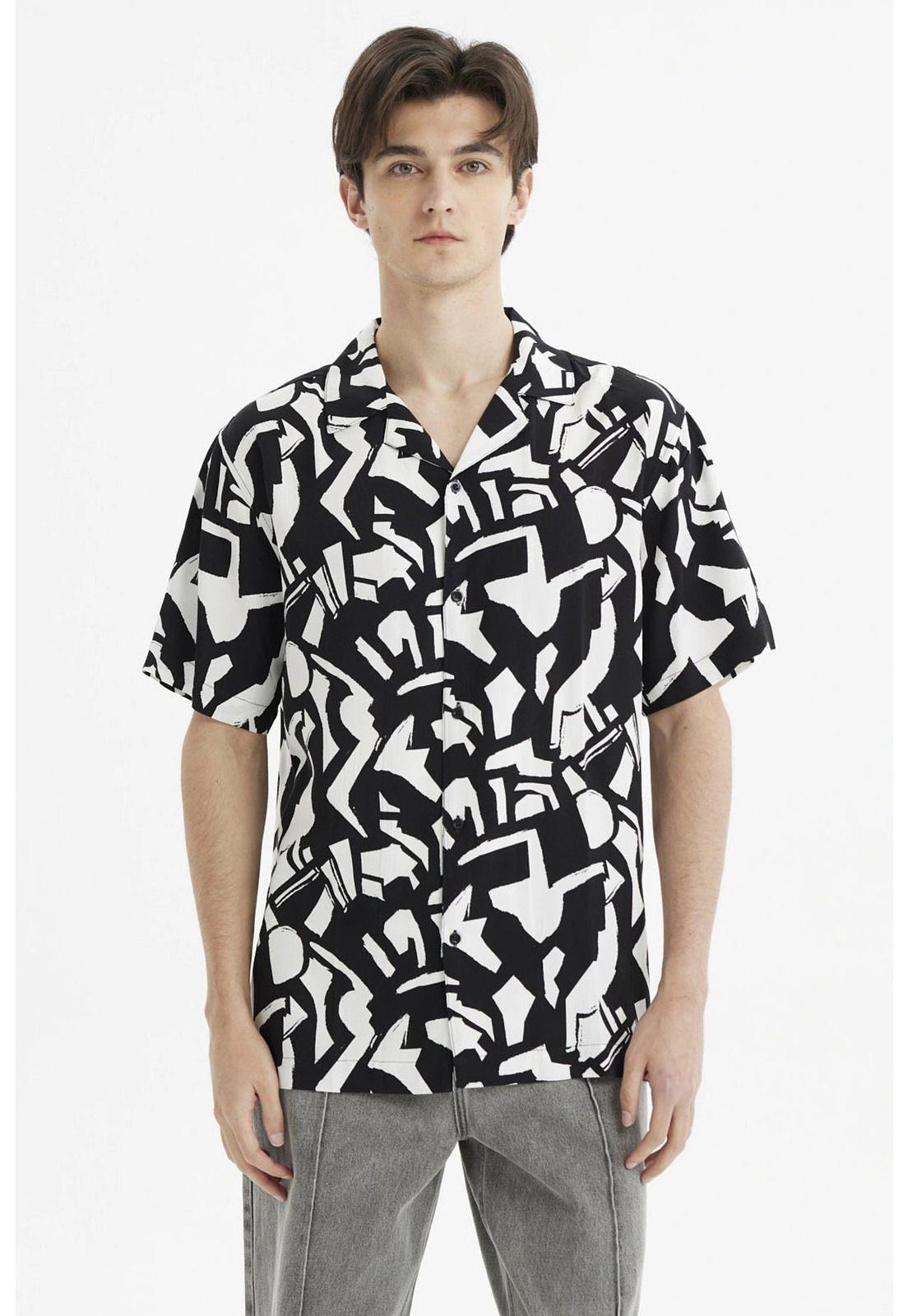 Camisa Hombre Rapport Geométrico Negro-0