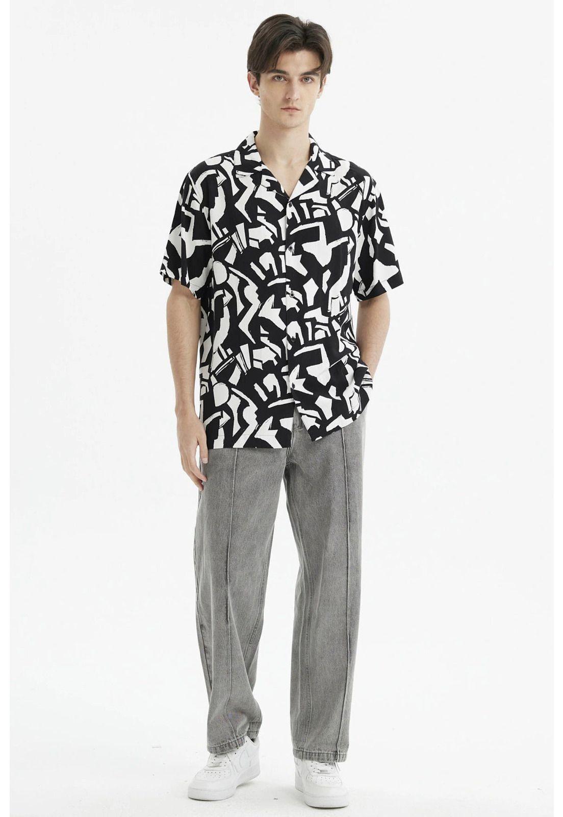 Camisa Hombre Rapport Geométrico Negro-3