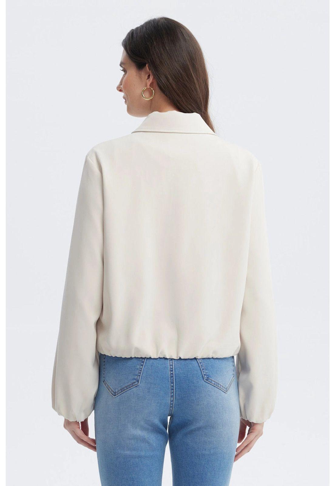 Chaqueta Mujer Cuello Camisero Arena-2