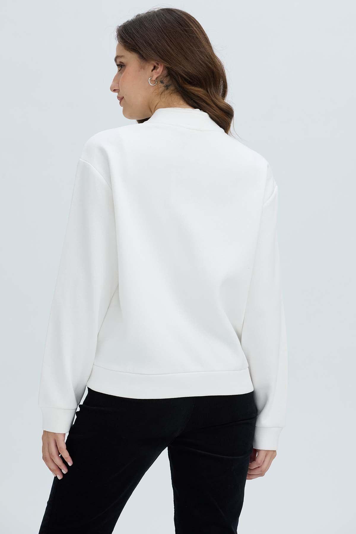 Polerón Mujer Liso Estilo Bomber Crudo-2