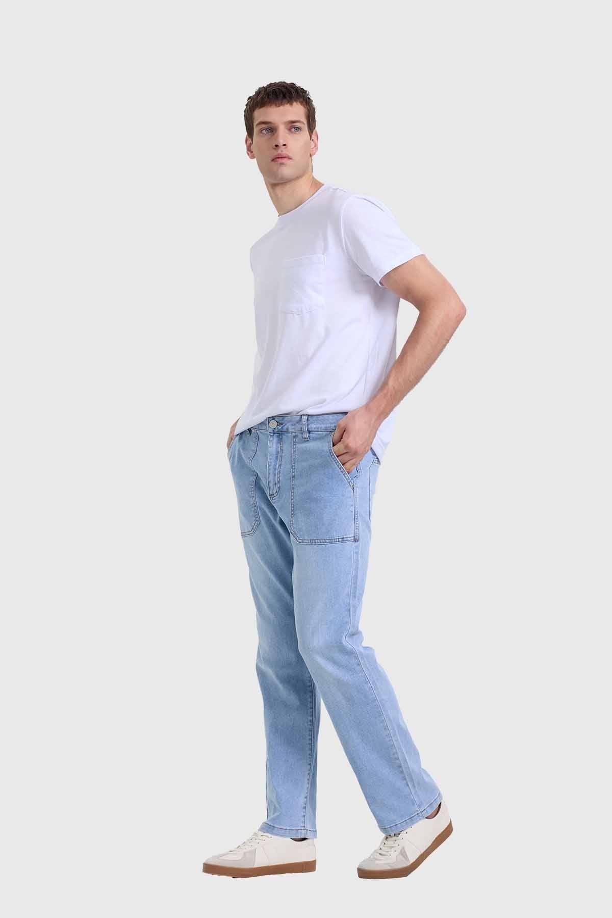 Jeans Hombre Tendencia Straight Azul-4