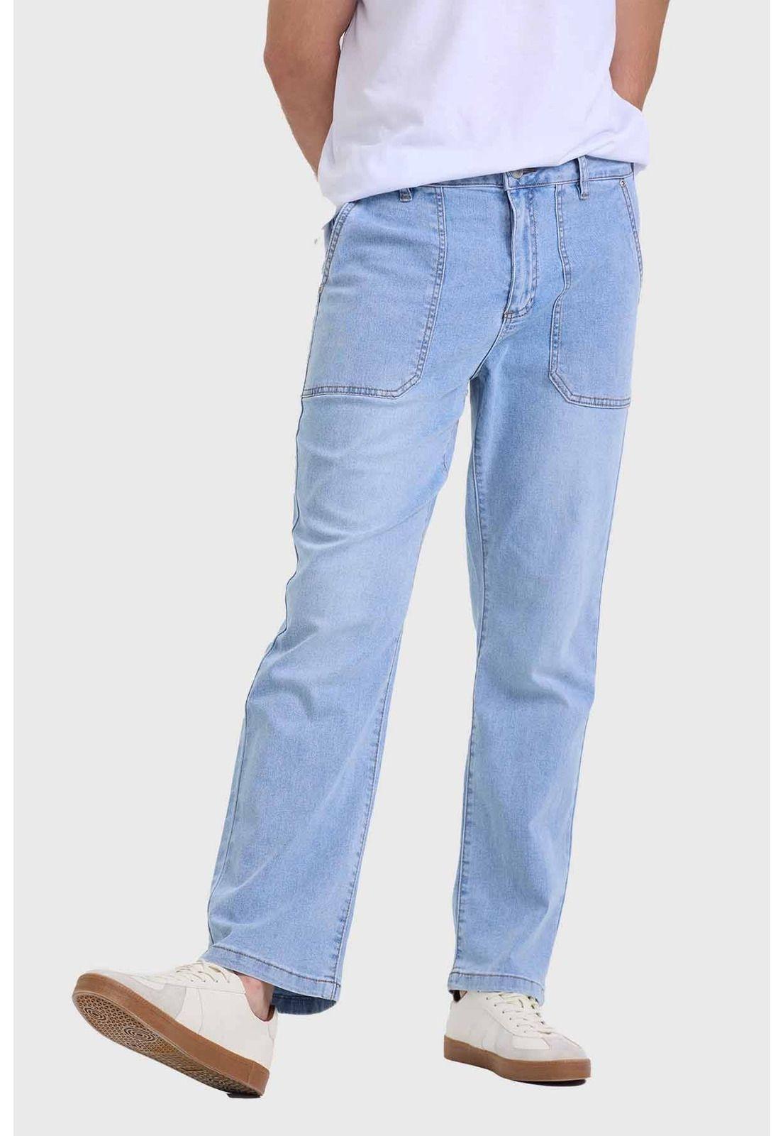 Jeans Hombre Tendencia Straight Azul-1