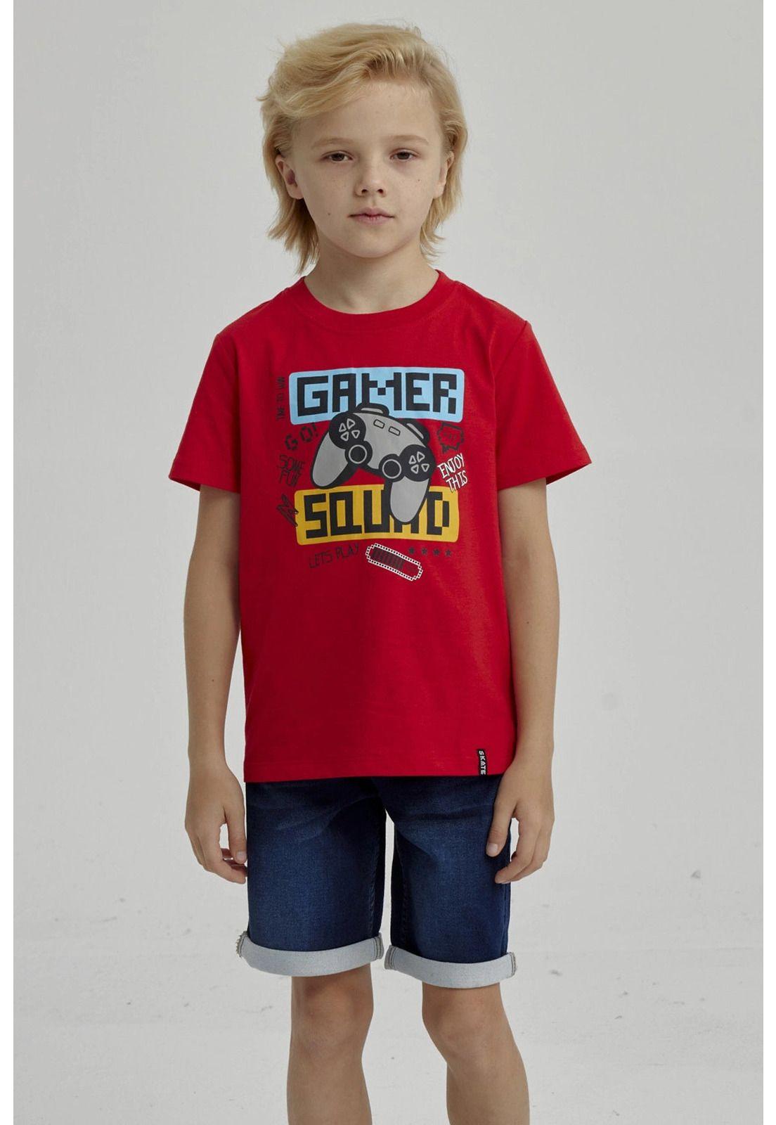Polera Niño Básica Estampada Rojo - V-0