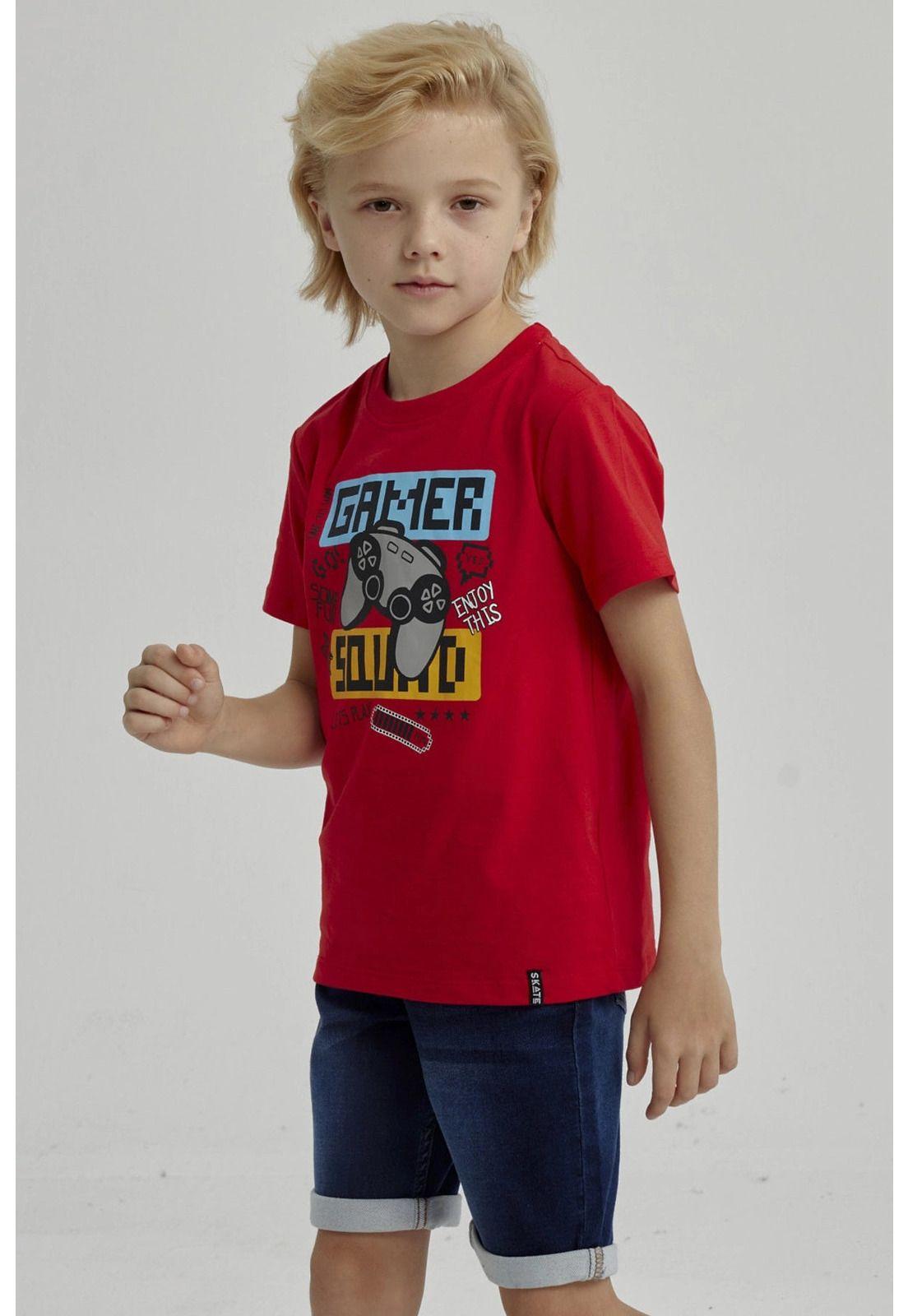 Polera Niño Básica Estampada Rojo - V-3