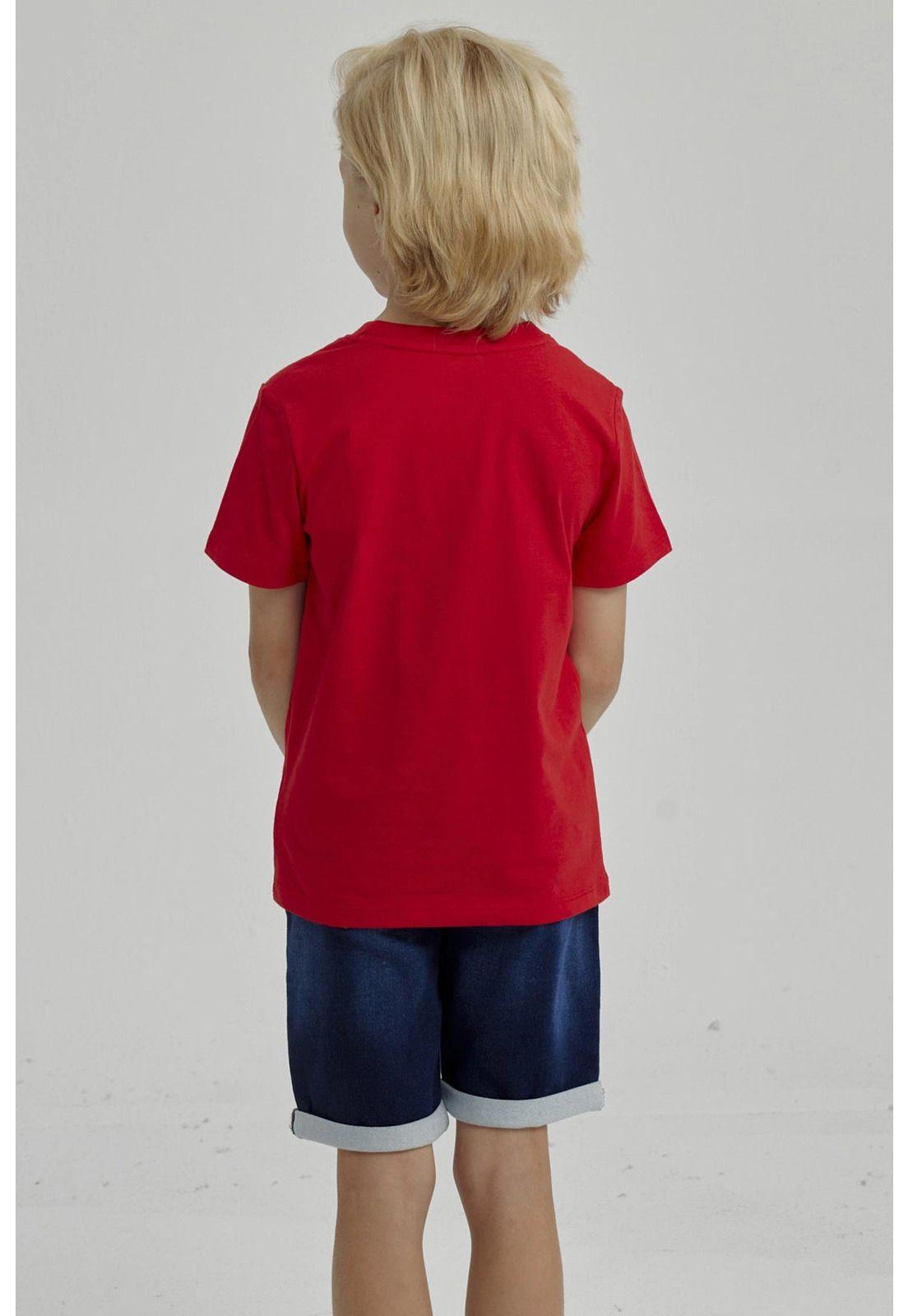 Polera Niño Básica Estampada Rojo - V-6
