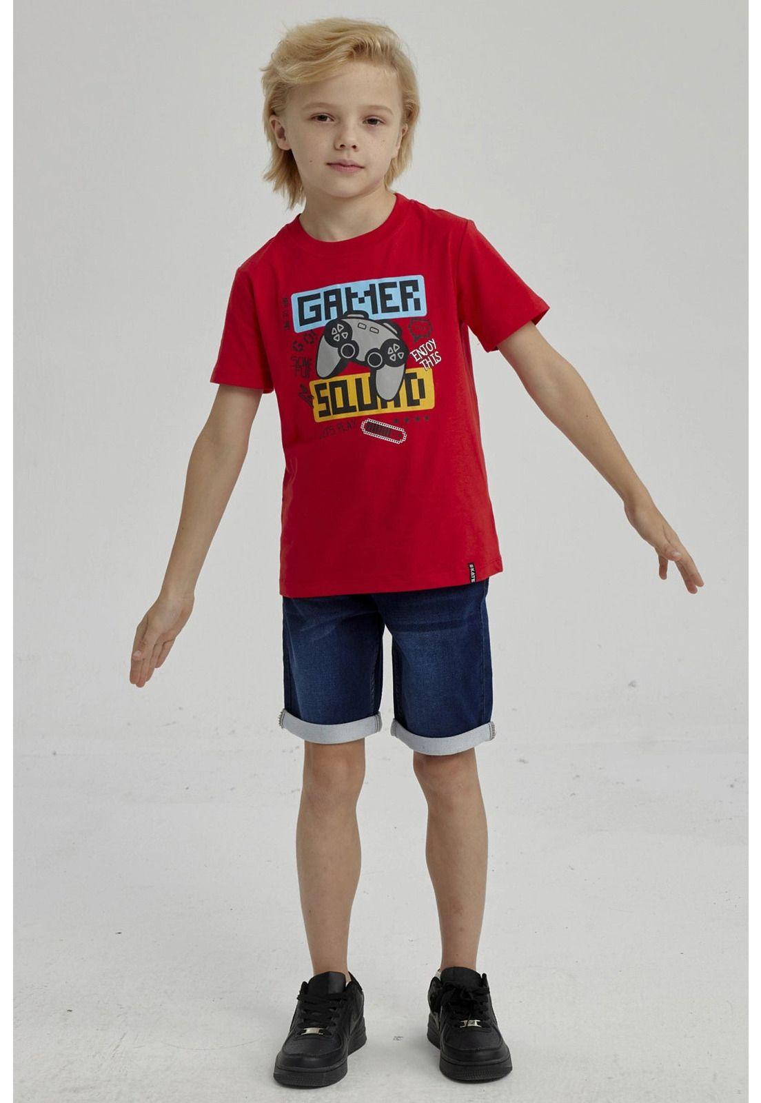 Polera Niño Básica Estampada Rojo - V-7