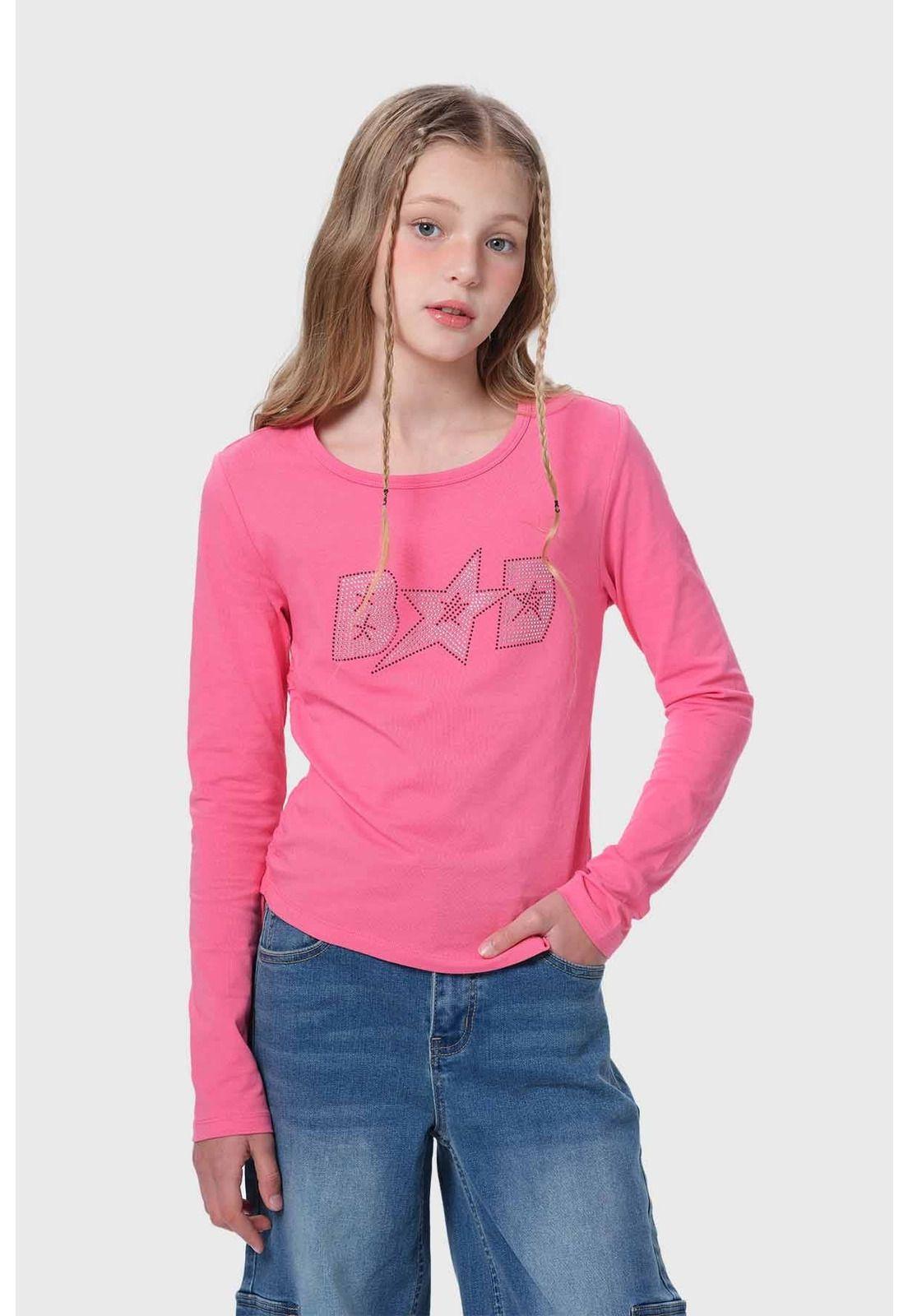 Polera Niña Con Nudo Recogido Rosado-0