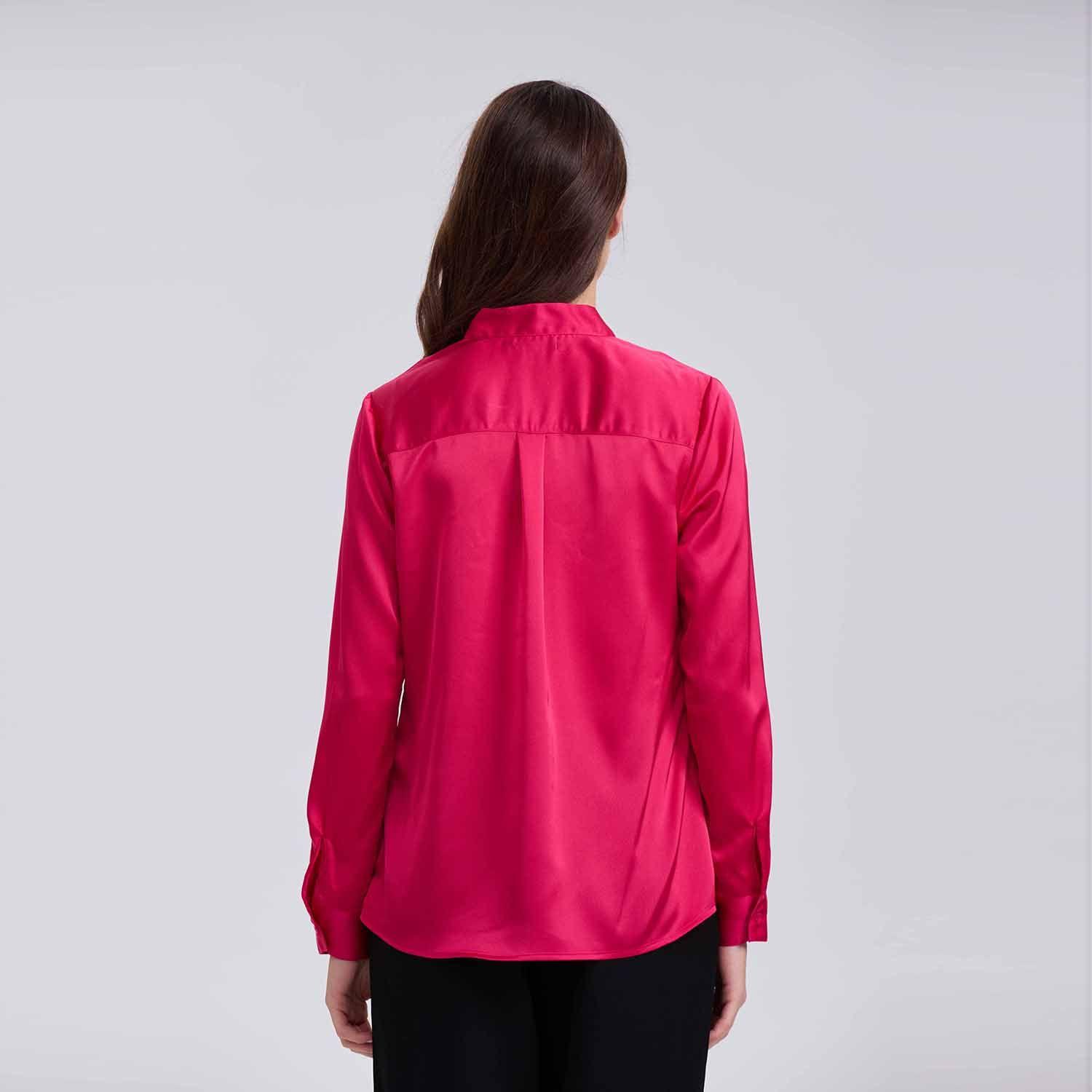 Blusa Mujer Lisa Con Lazo Fucsia-2