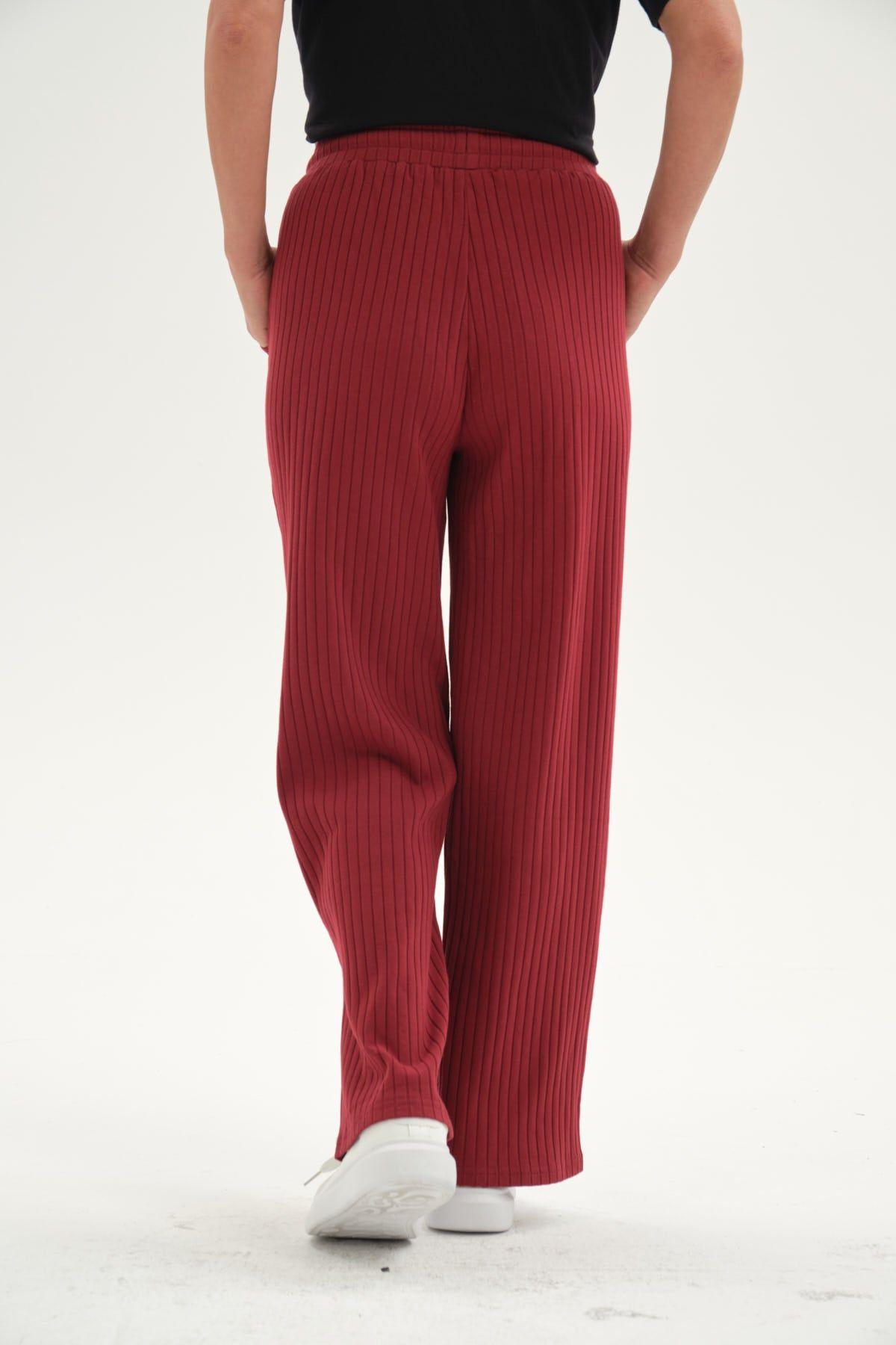 Pantalón Buzo Mujer Apertura Bota Burdeo-2