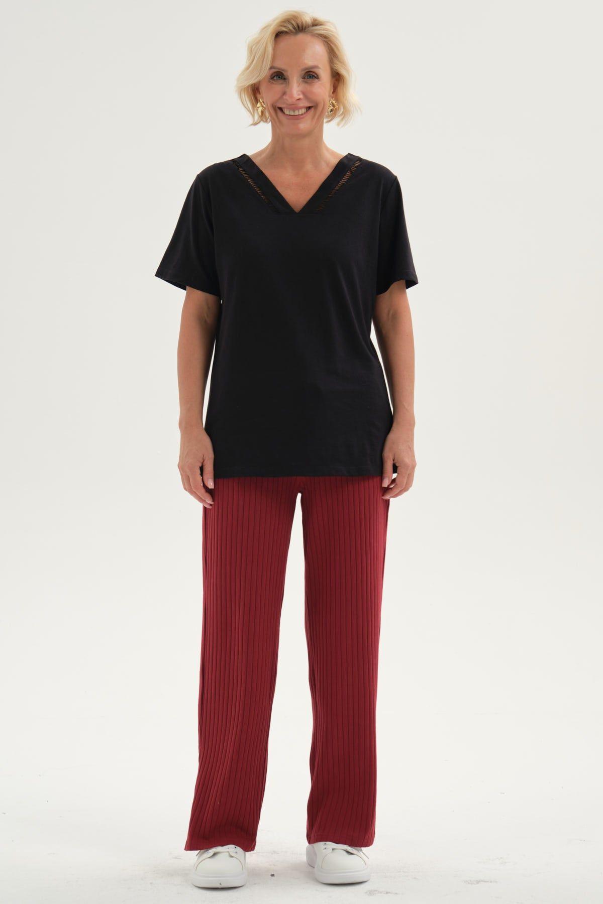 Pantalón Buzo Mujer Apertura Bota Burdeo-3