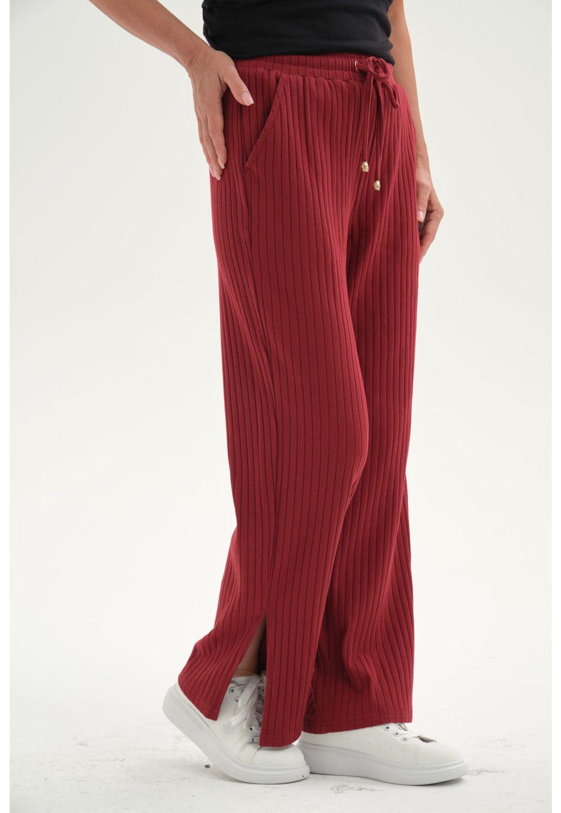 Pantalón Buzo Mujer Apertura Bota Burdeo-1