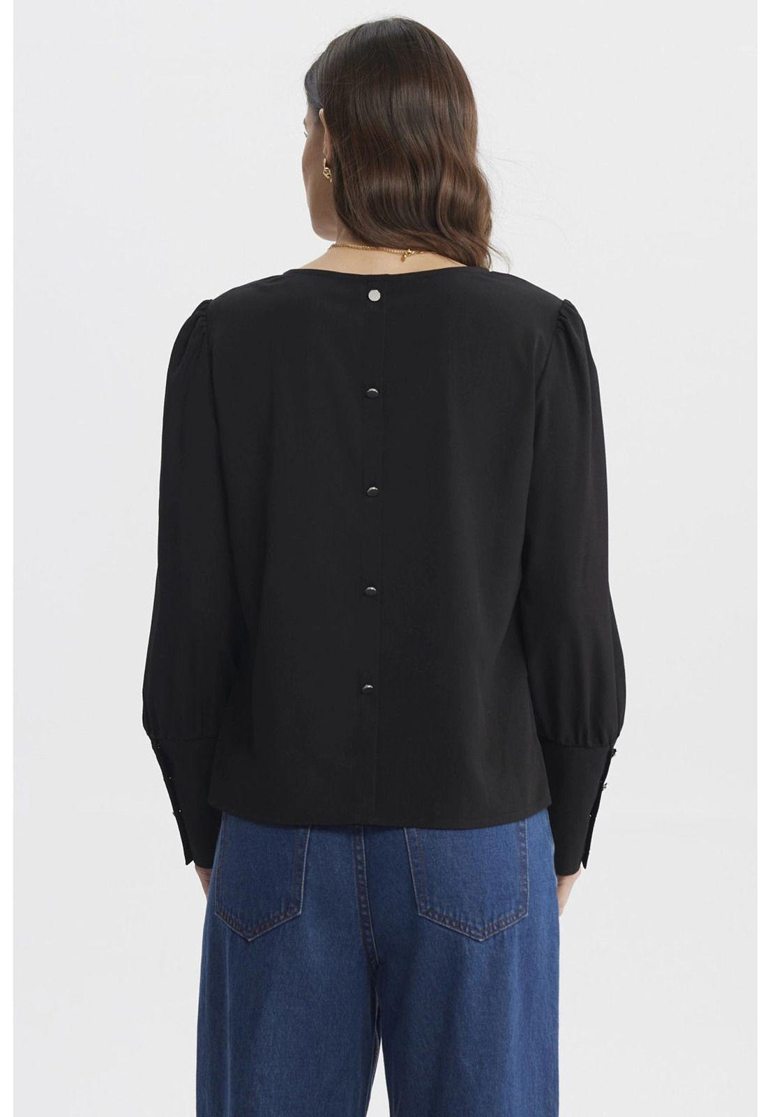 Blusa Mujer Aplicación Botones Negro-2