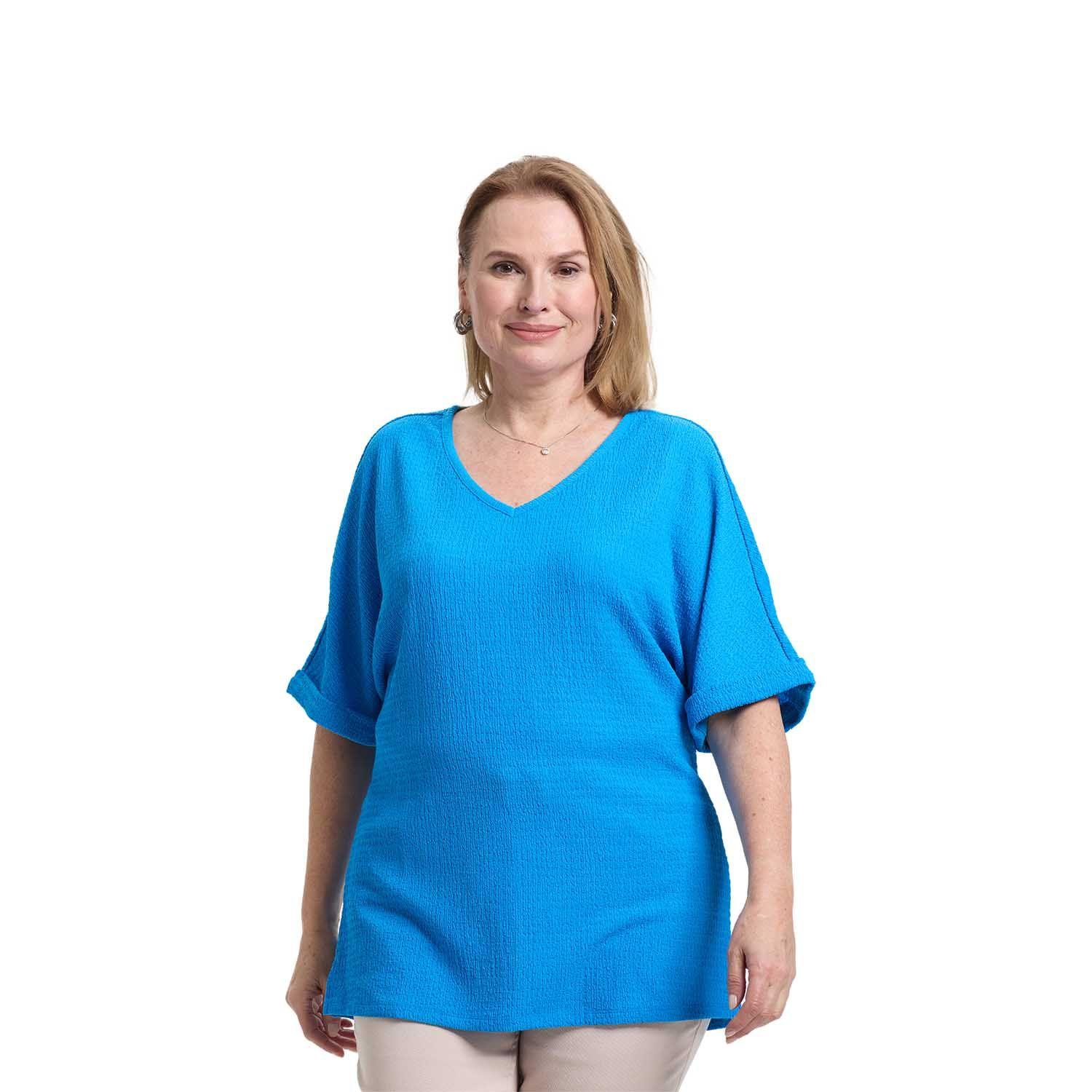 Polera Mujer Texturizada Azulino Fashion's Park-0