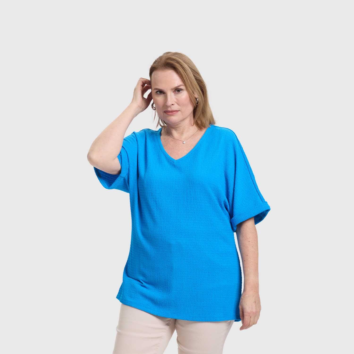 Polera Mujer Texturizada Azulino Fashion's Park-1