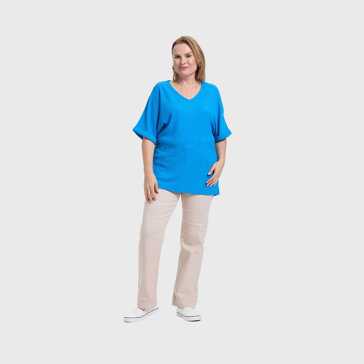 Polera Mujer Texturizada Azulino Fashion's Park-3