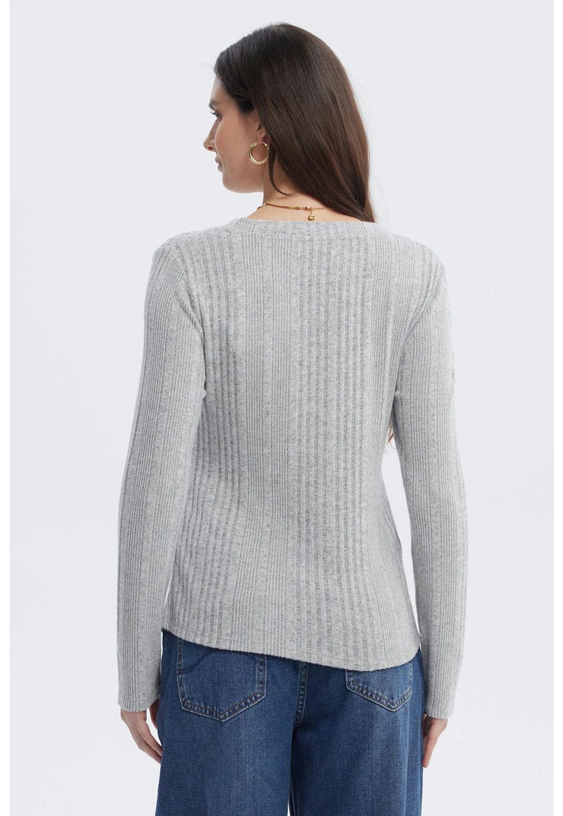 Polera Mujer Slim Gris Melange-2