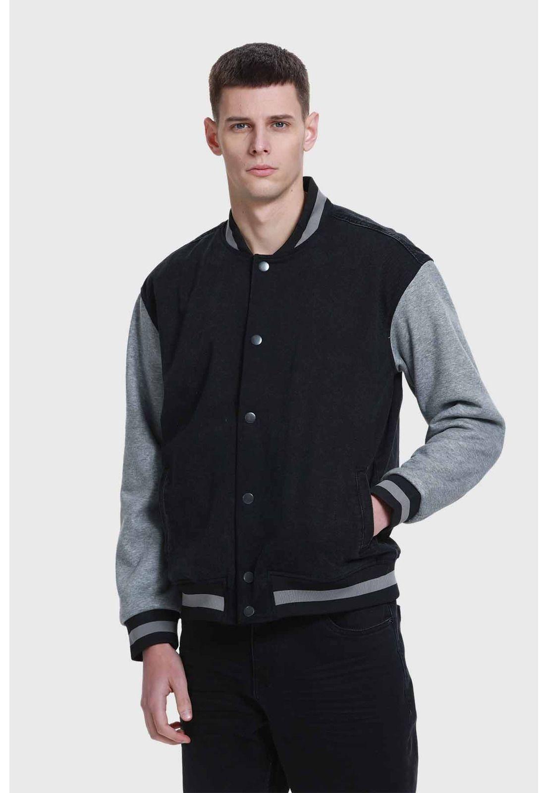 Chaqueta Hombre Con Aplicación Jersey Negro-0