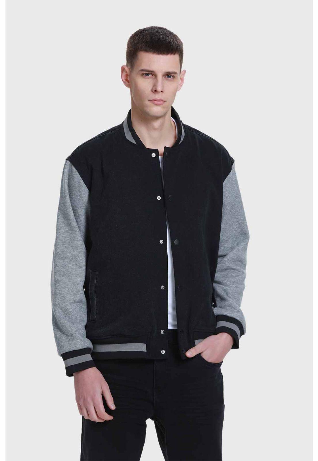 Chaqueta Hombre Con Aplicación Jersey Negro-1