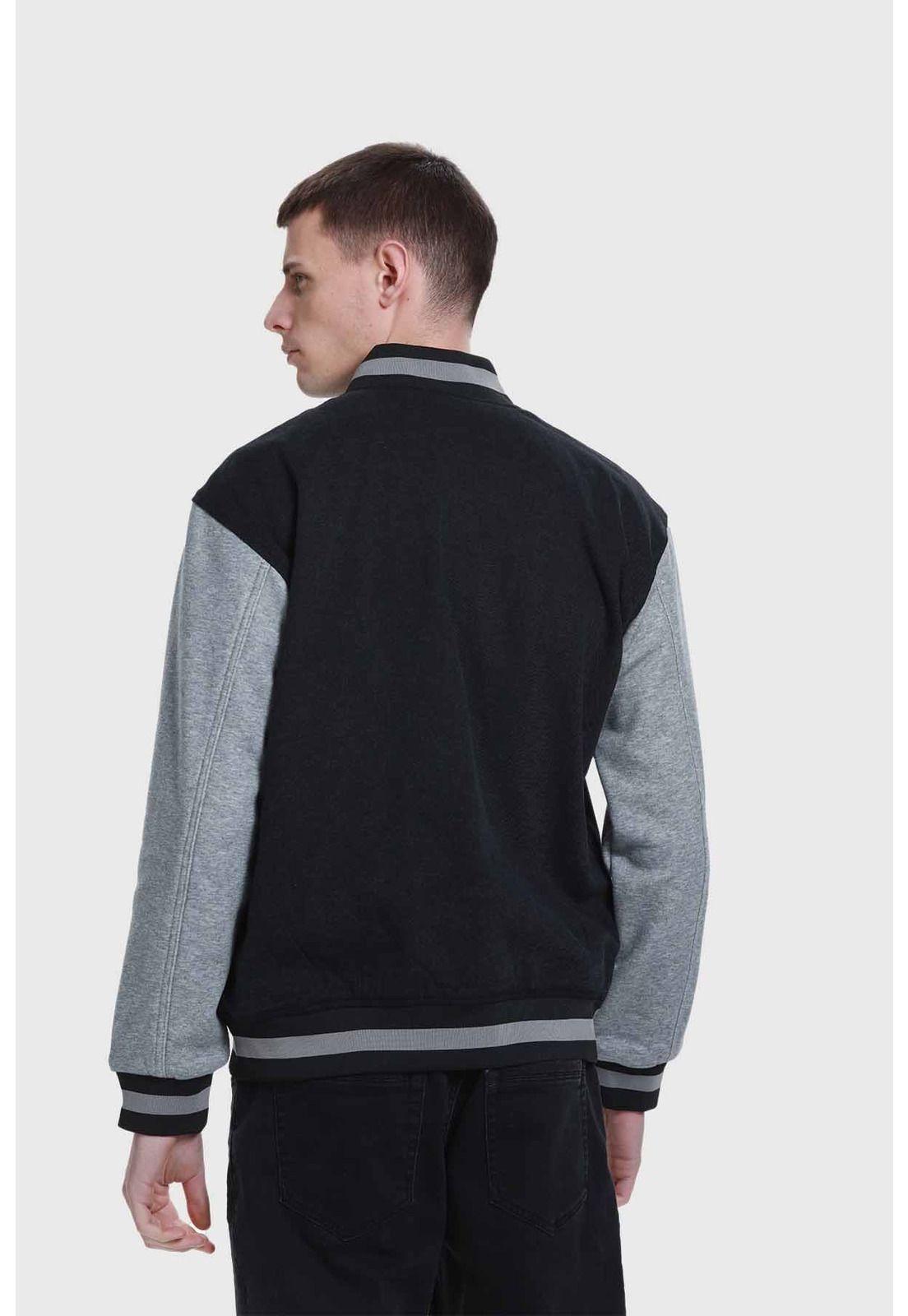 Chaqueta Hombre Con Aplicación Jersey Negro-2