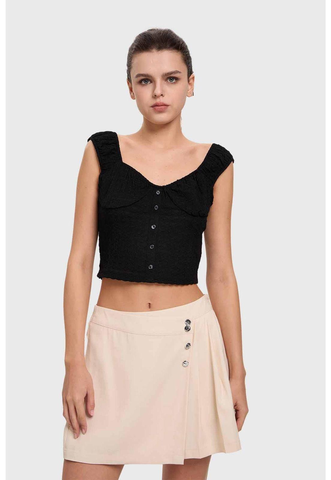 Blusa Mujer Textura Negro-0