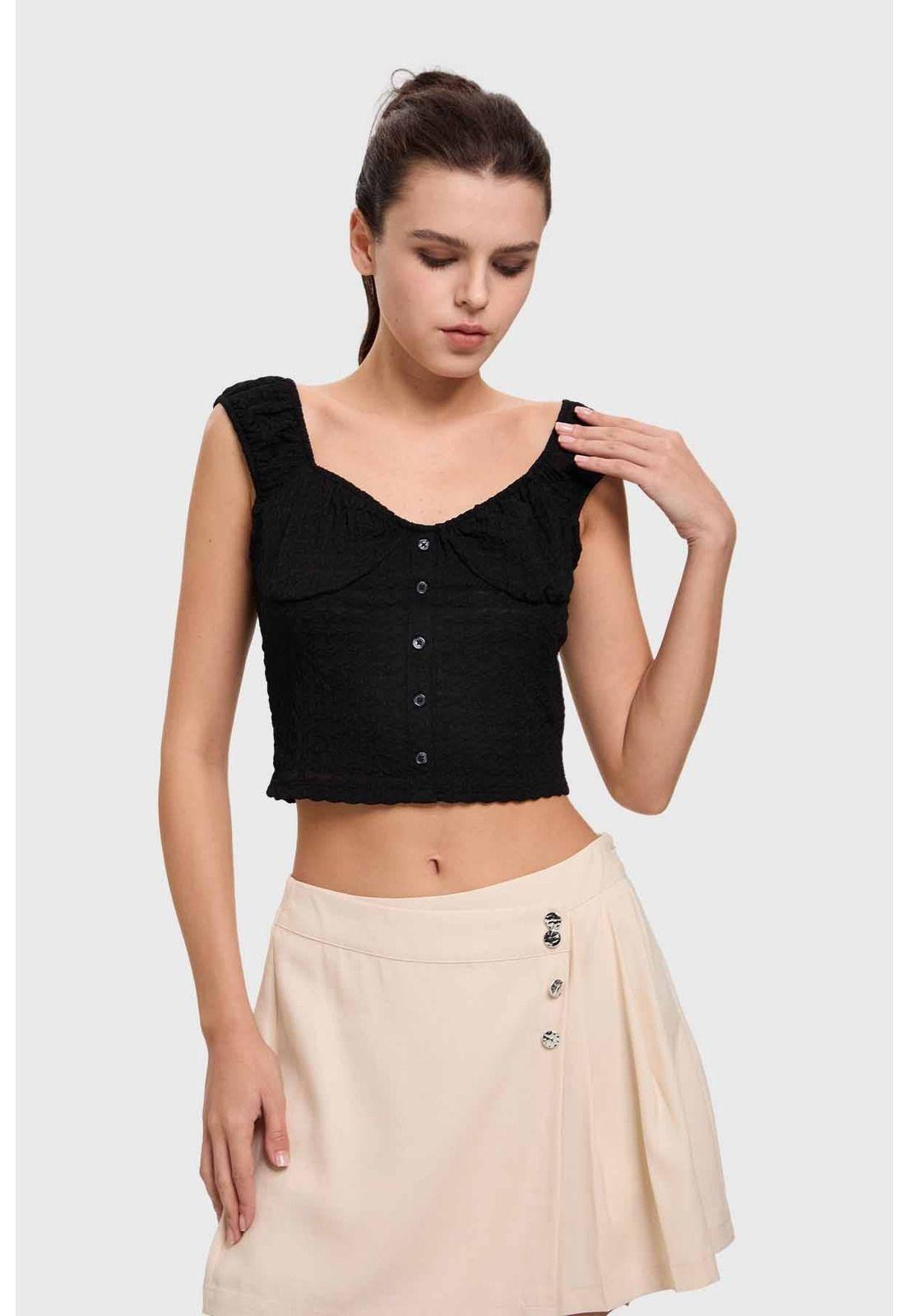 Blusa Mujer Textura Negro-1