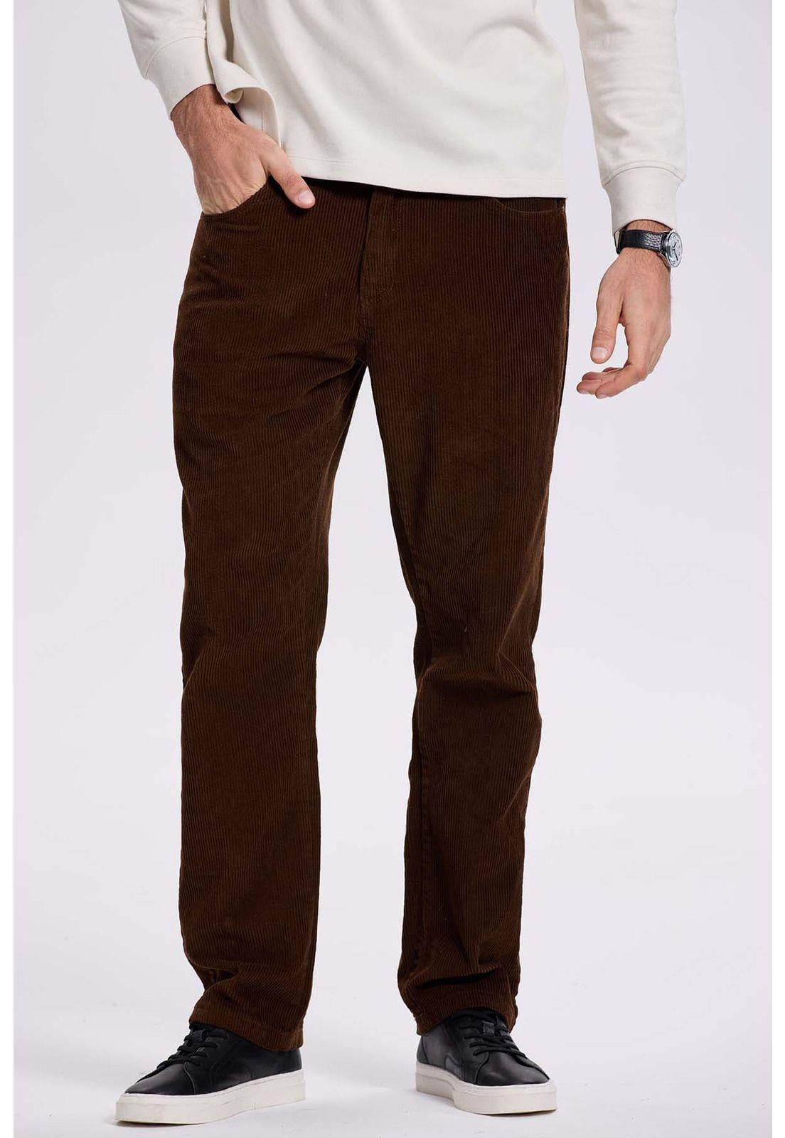 Pantalón Hombre Básico Cotelé Café-0
