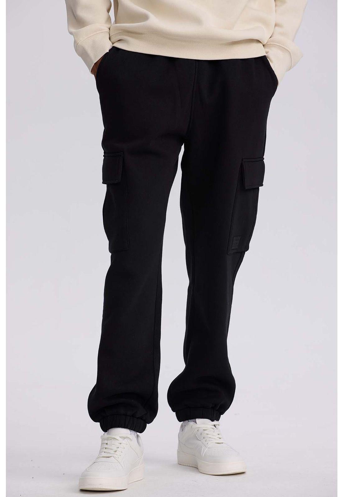 Pantalón Buzo Hombre Cargo Negro - ll-0