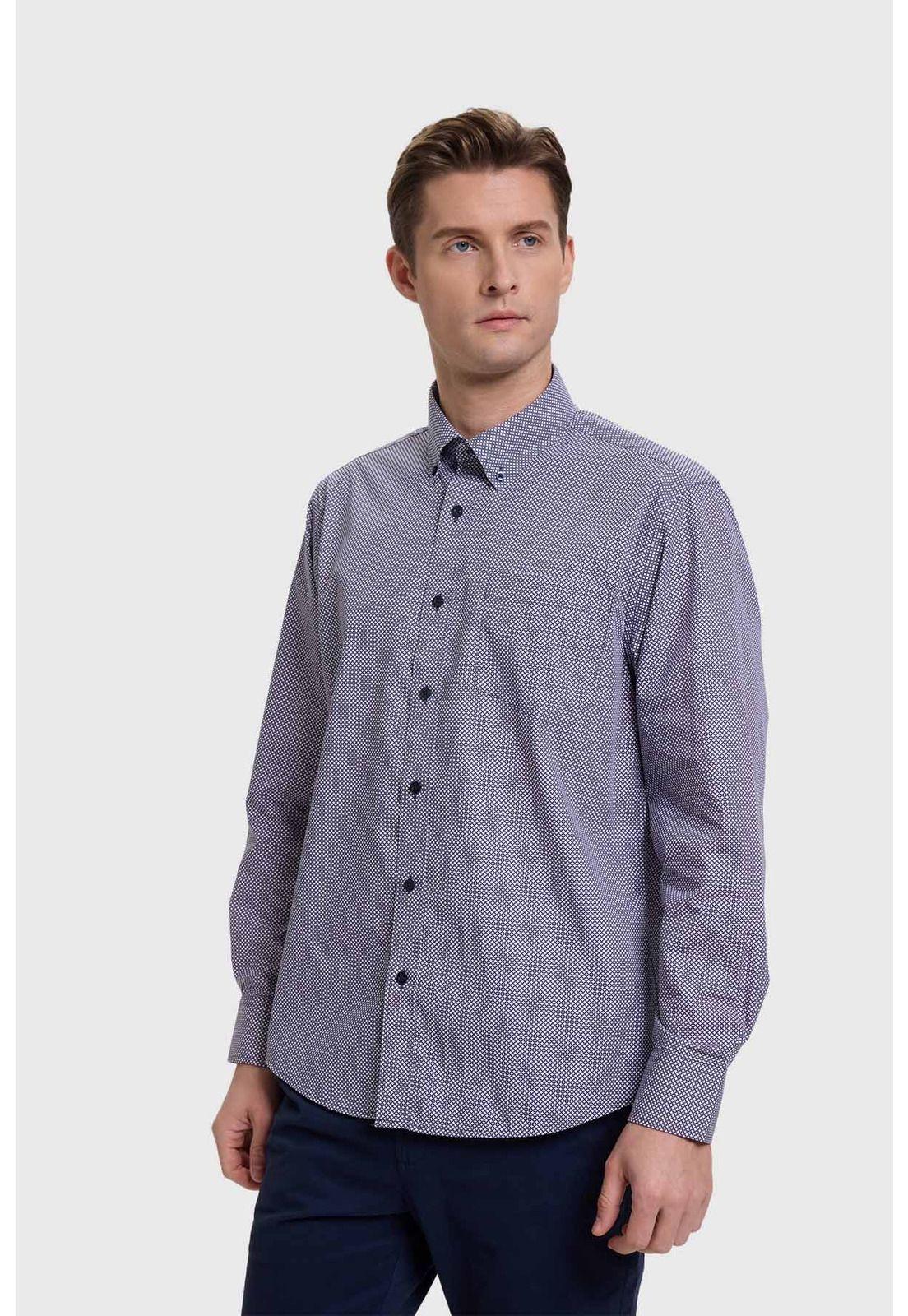 Camisa Hombre Mini Print Azul - ll-1