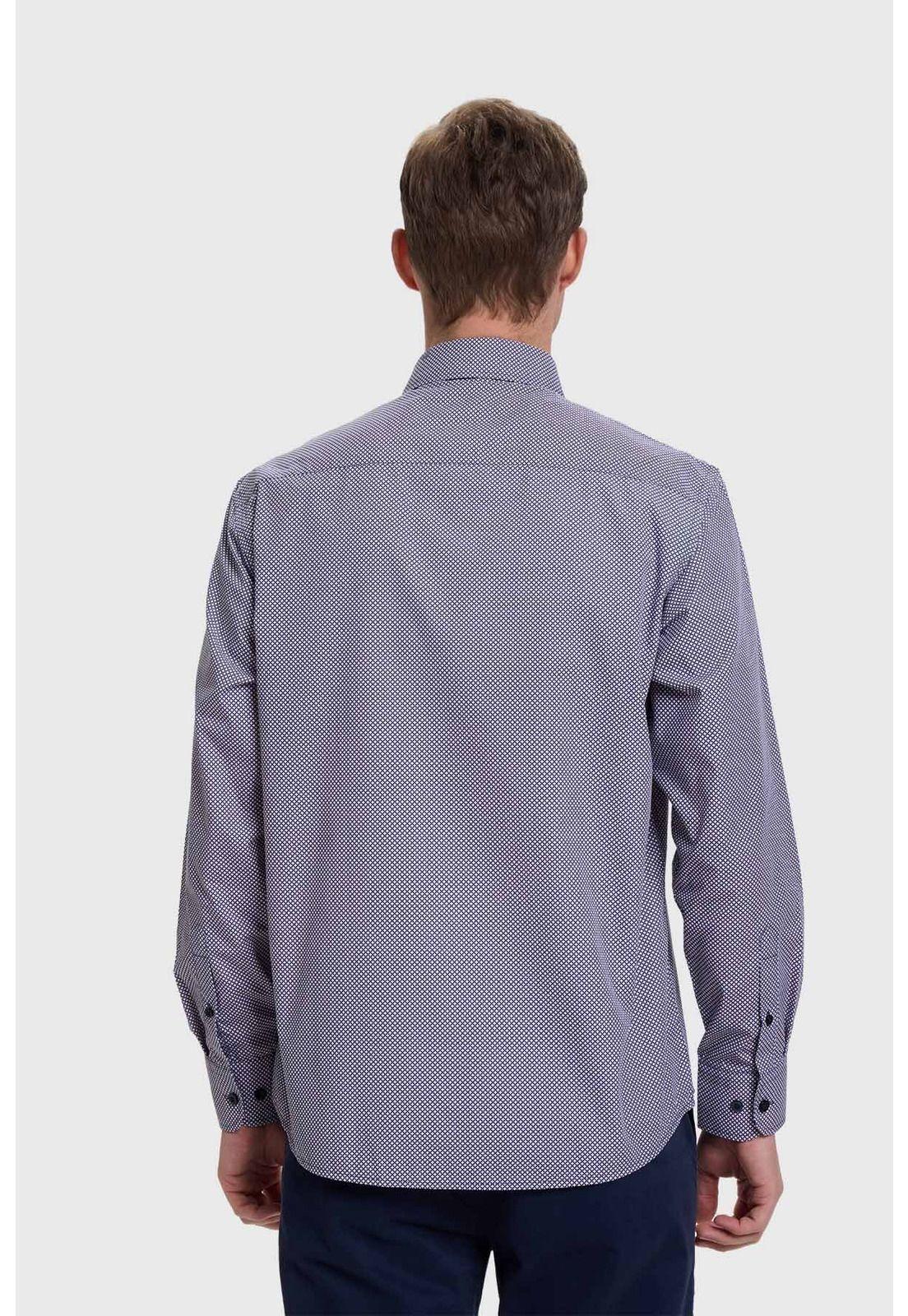 Camisa Hombre Mini Print Azul - ll-2