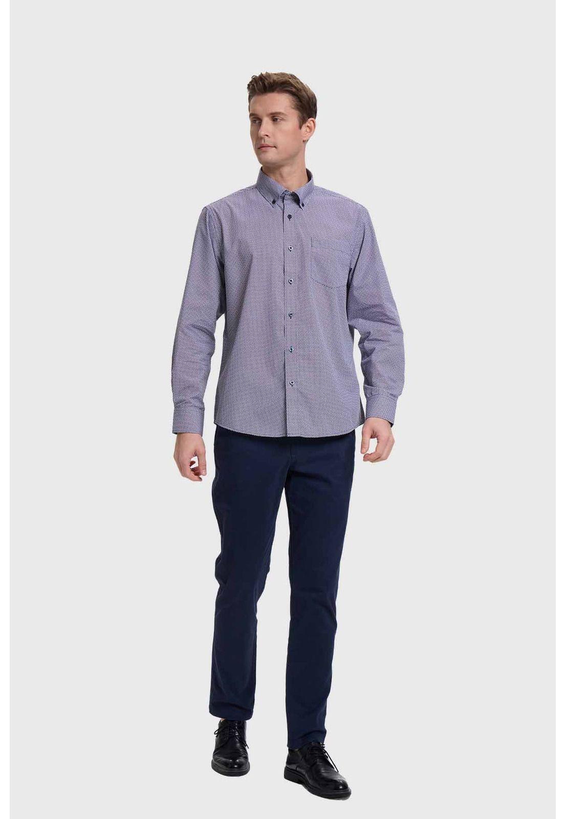 Camisa Hombre Mini Print Azul - ll-3