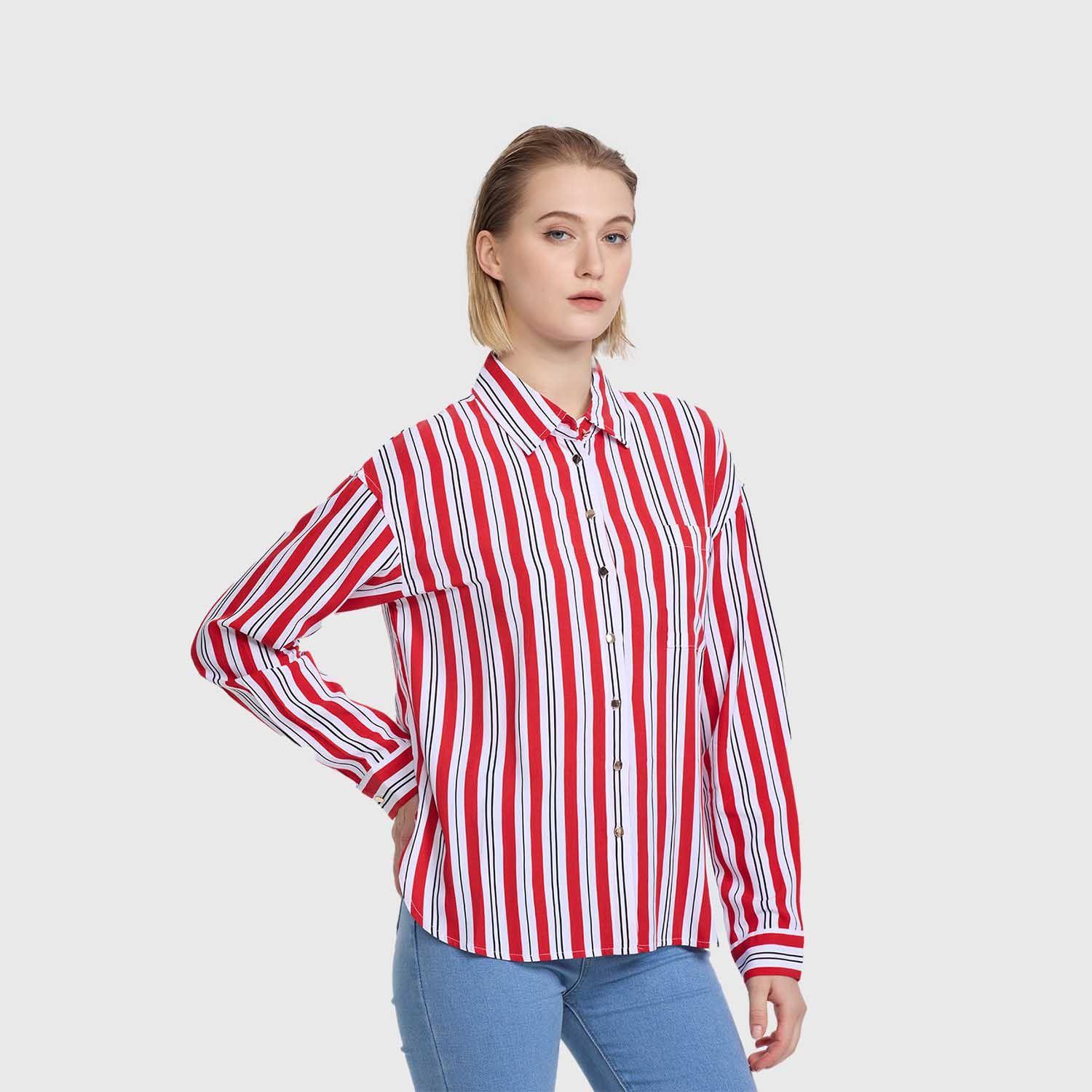 Blusa Mujer Abotonada Lisa Rojo Fashion's Park-1