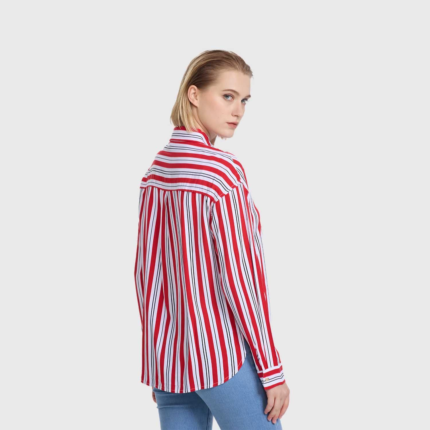 Blusa Mujer Abotonada Lisa Rojo Fashion's Park-2