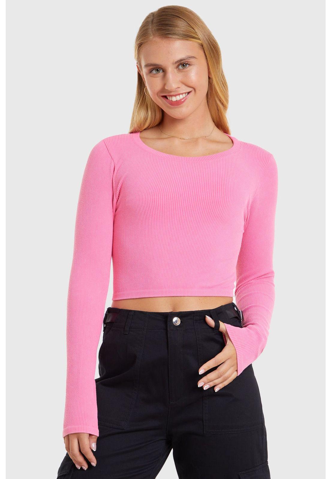 Polera Mujer Top Desgastadas Rosado-0