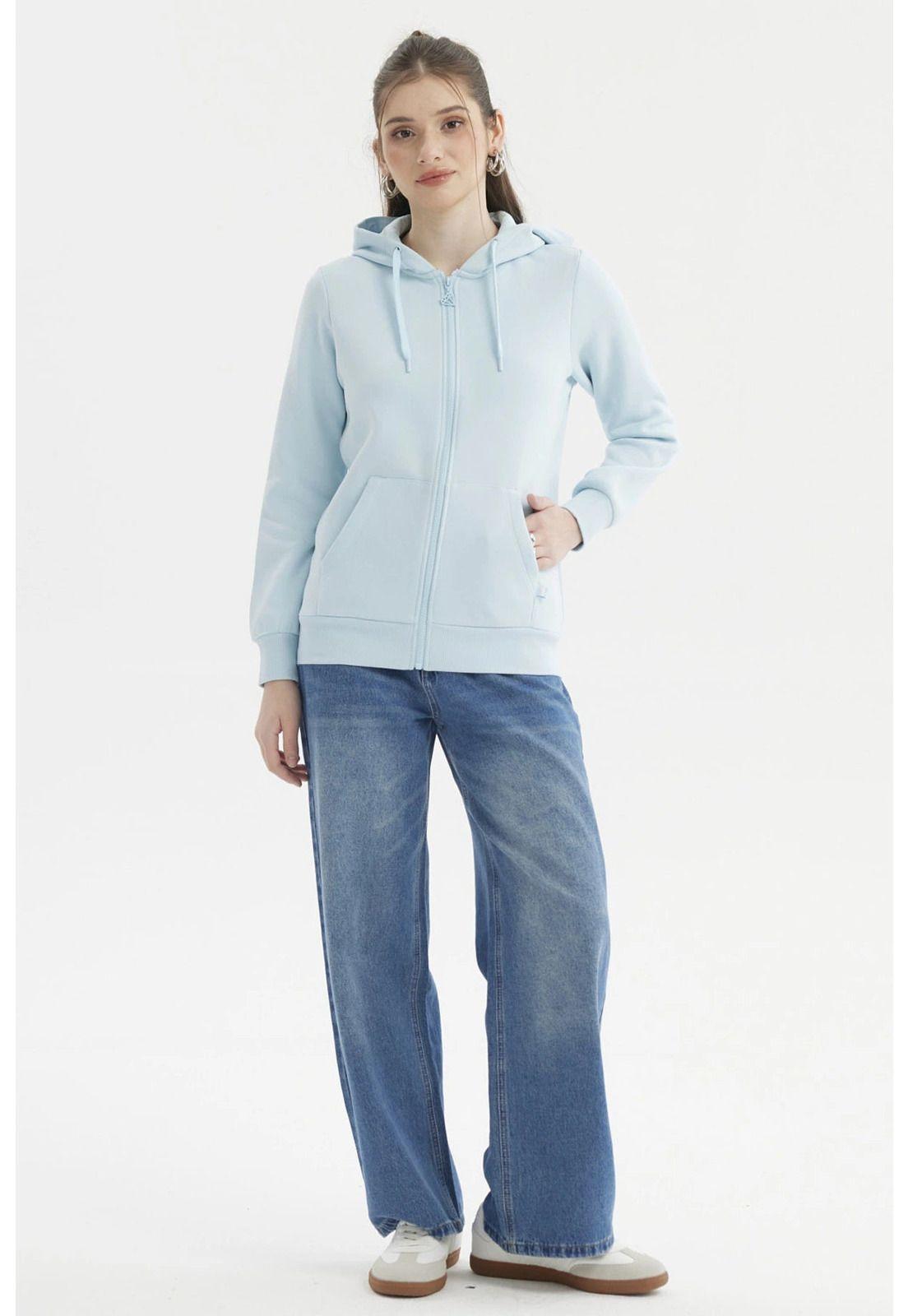 Polerón Mujer Abierto Hodie Celeste-3