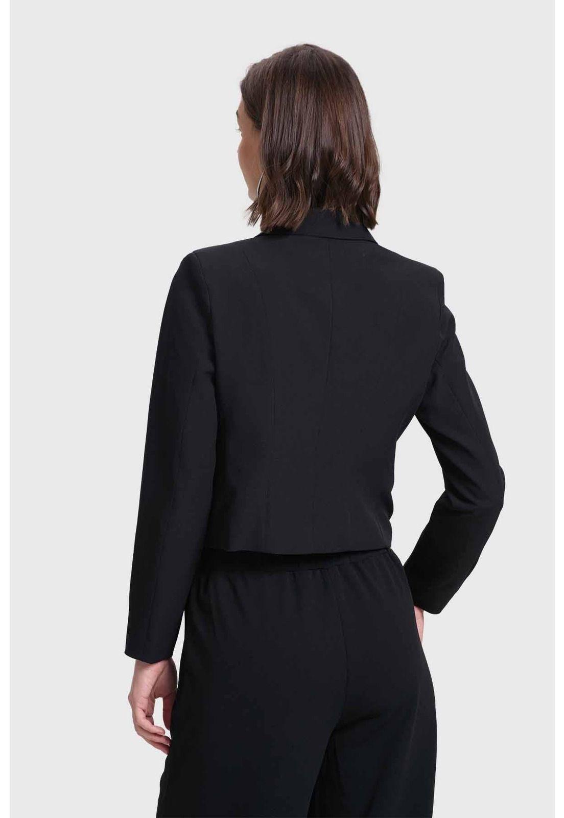 Blazer Mujer Corte Cruzado Negro-2