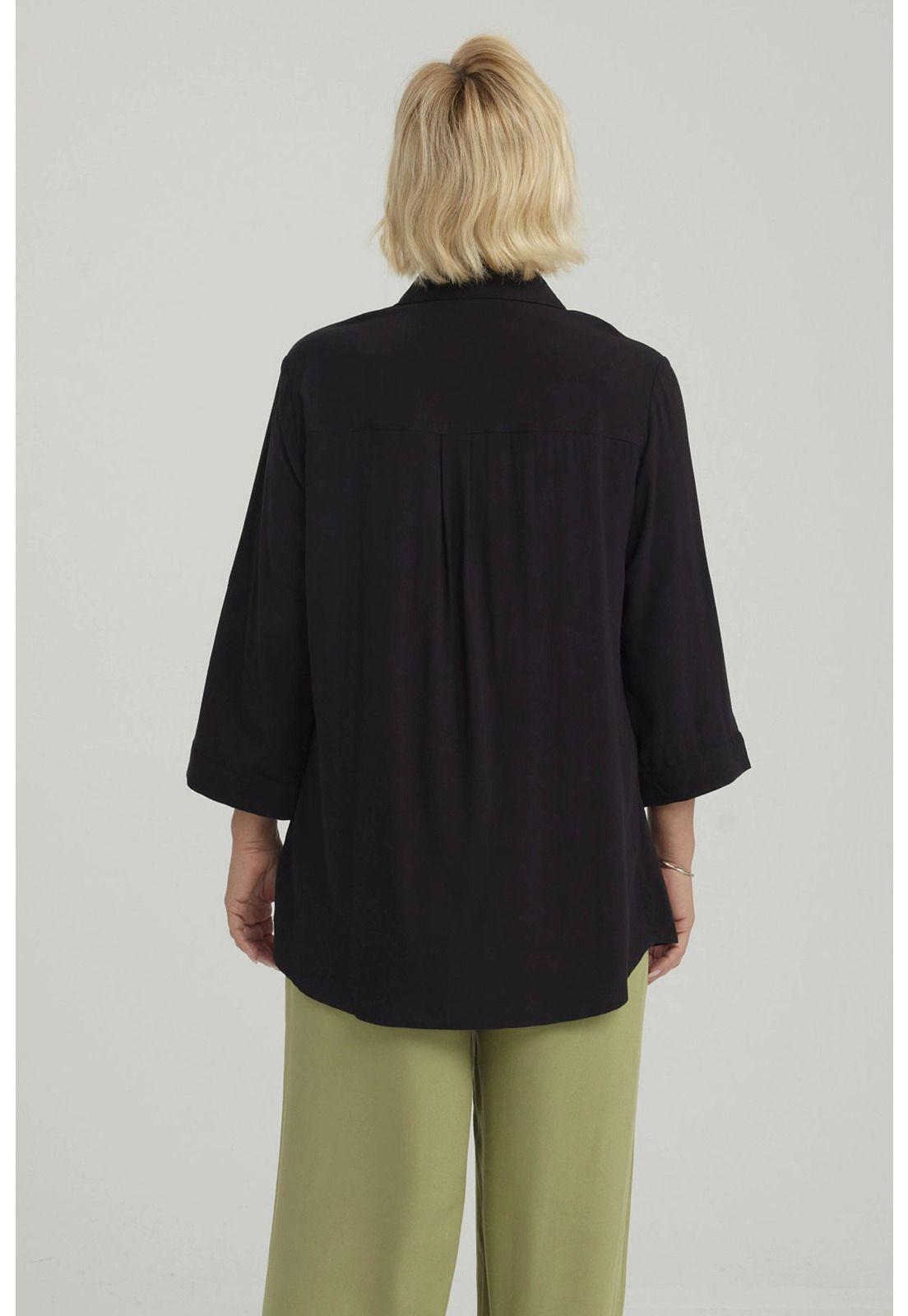 Blusa Mujer Abotonada Roll Up Negro - ll-2