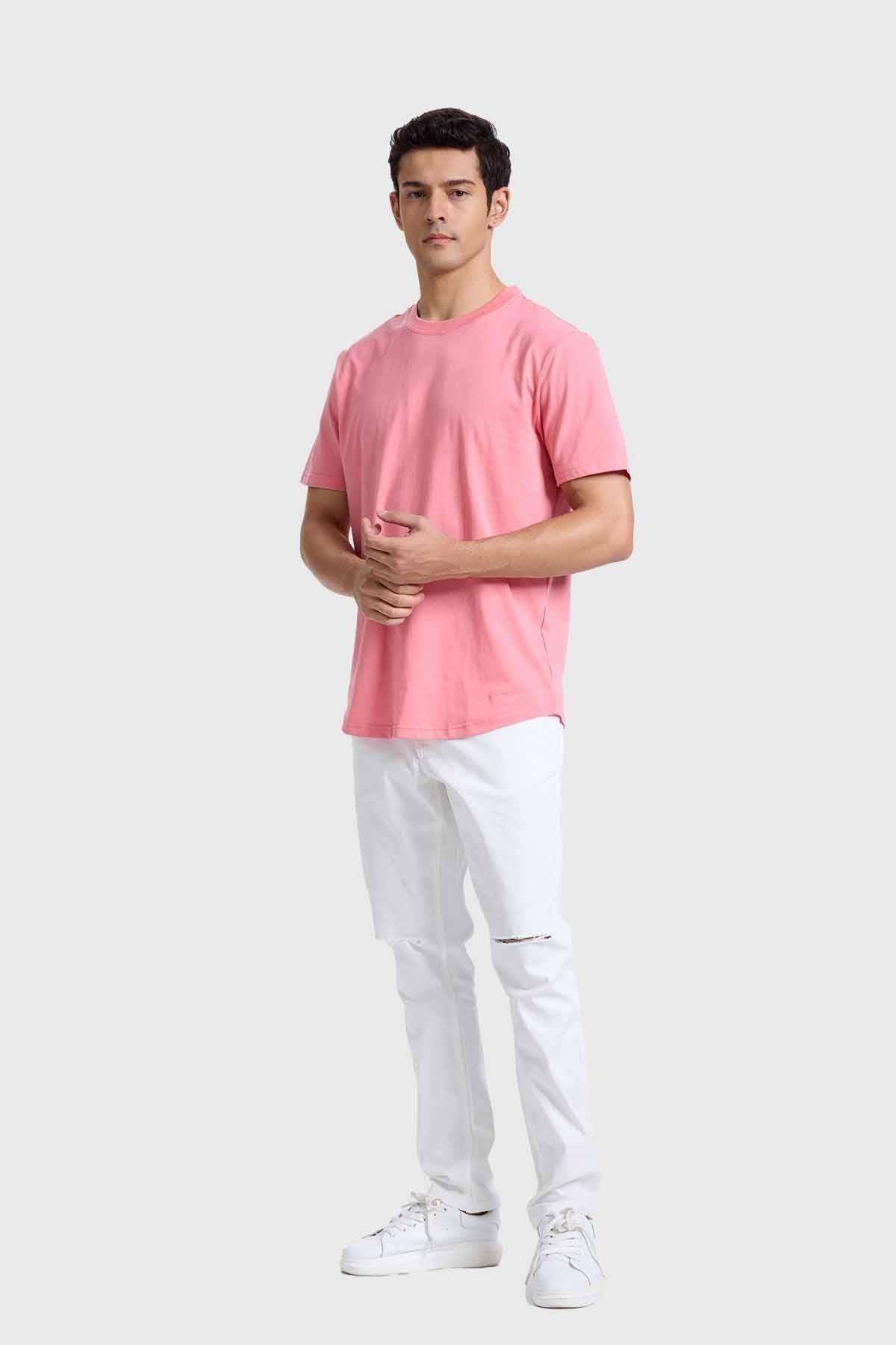 Polera Hombre Long Fit Básica Rosado-2