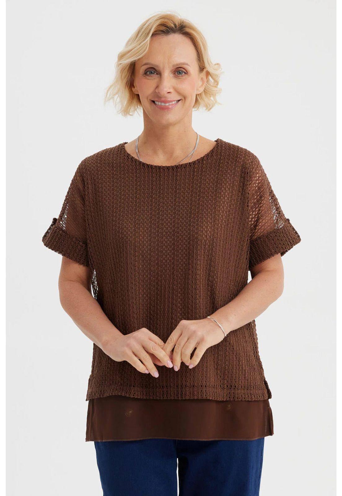 Polera Mujer Malla Café- ll-0