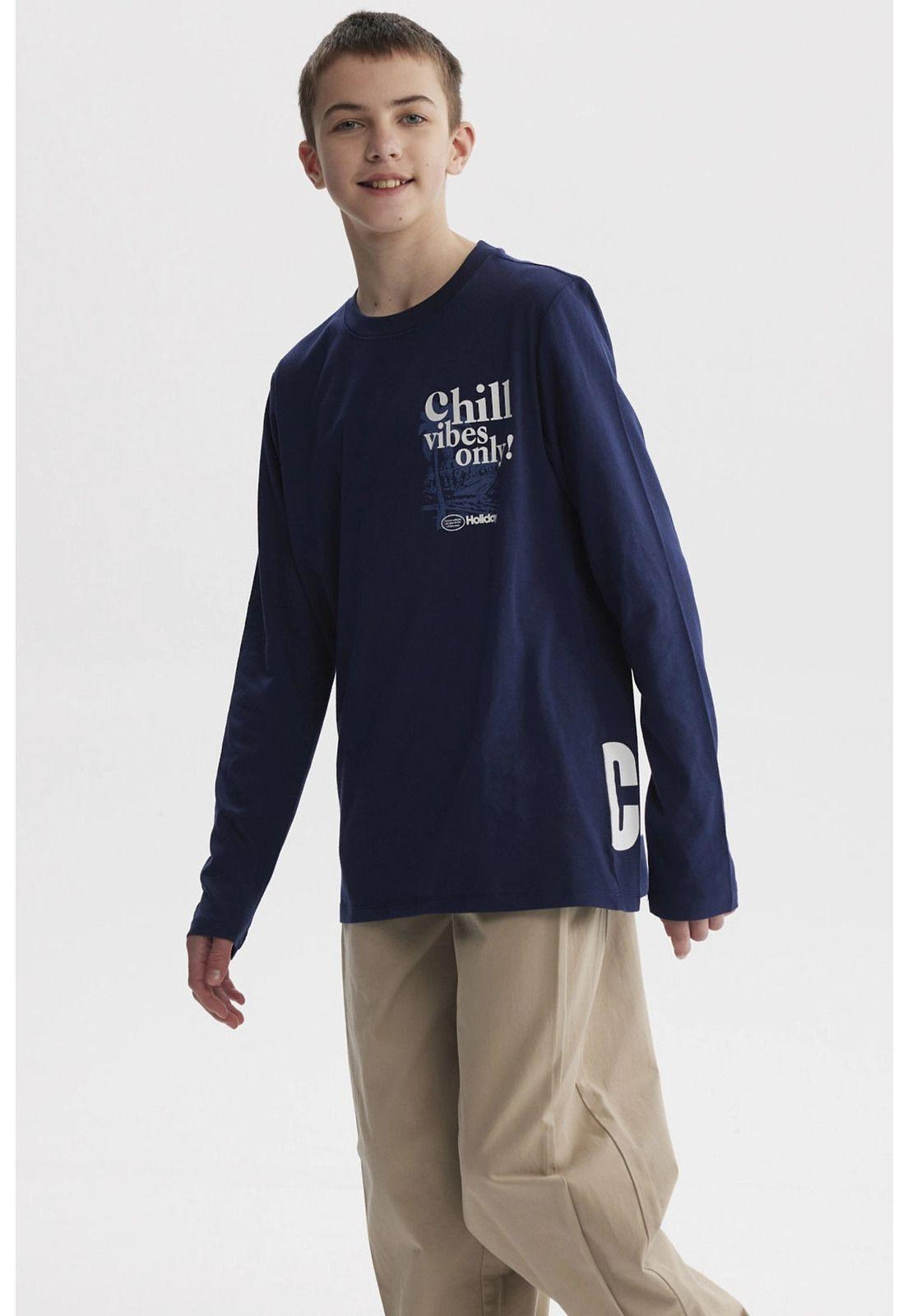 Polera Niño Print Azul Oscuro - ll-1