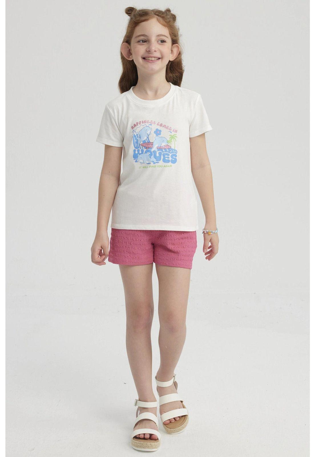 Polera Niña Básica Estampada Crudo - ll-1