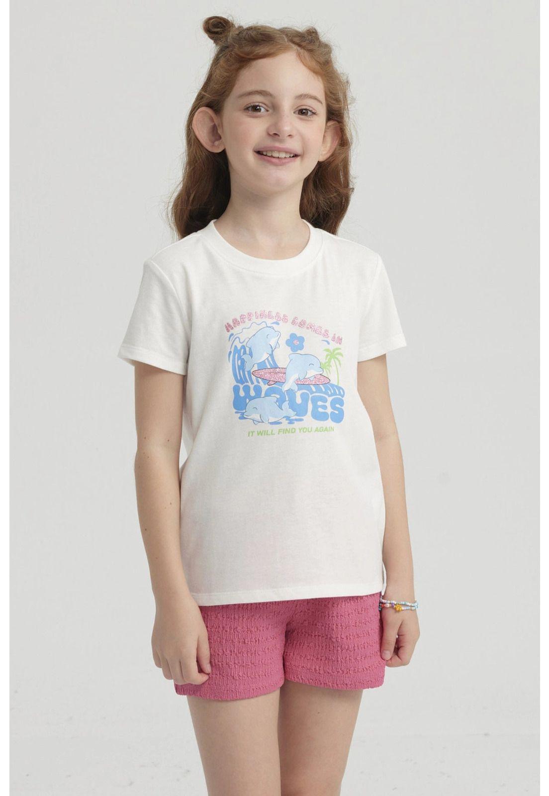 Polera Niña Básica Estampada Crudo - ll-4