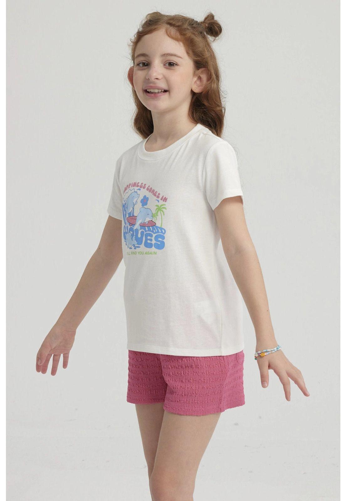 Polera Niña Básica Estampada Crudo - ll-5