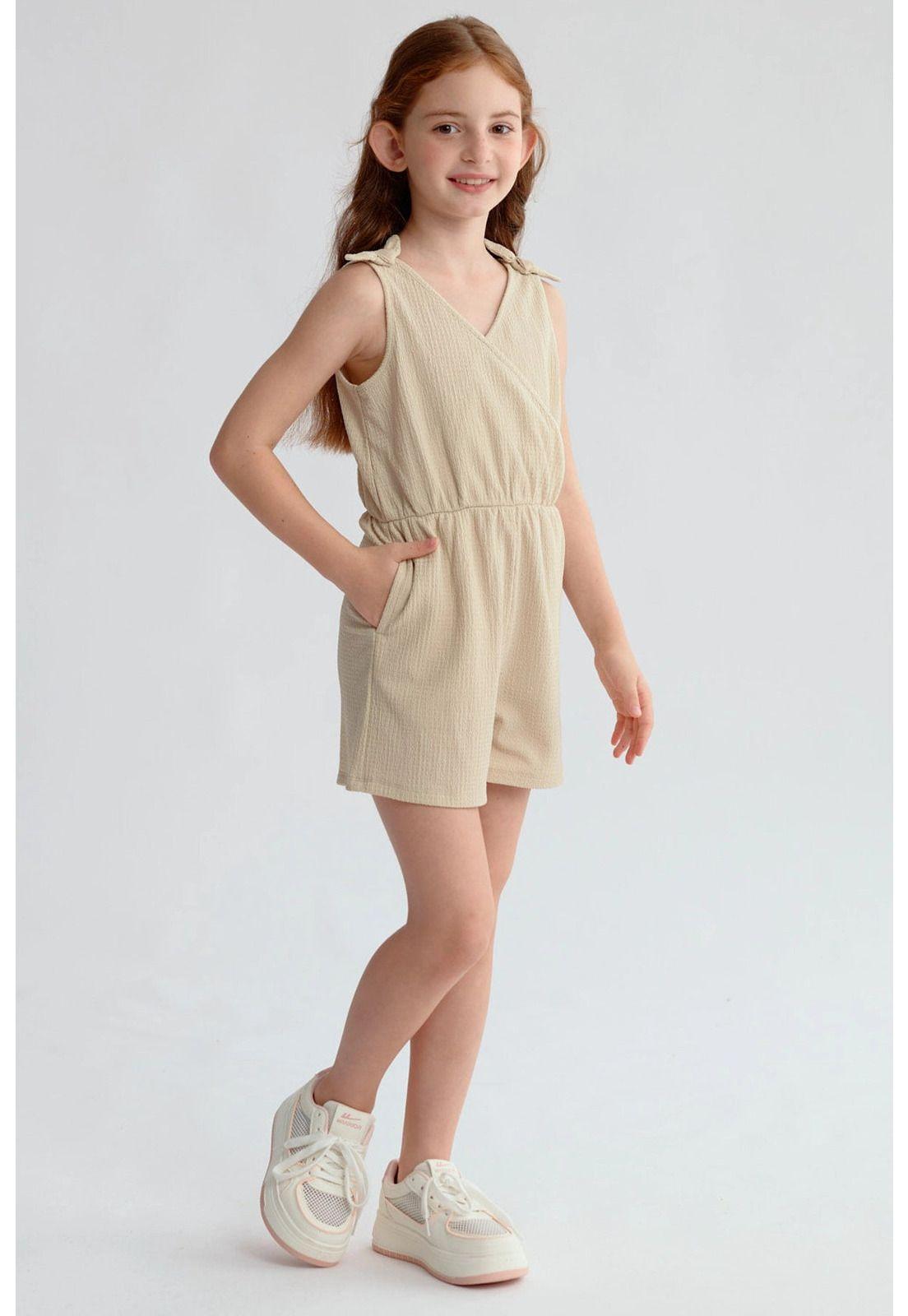 Enteritos Niña Con Nudos en Hombro Beige-2