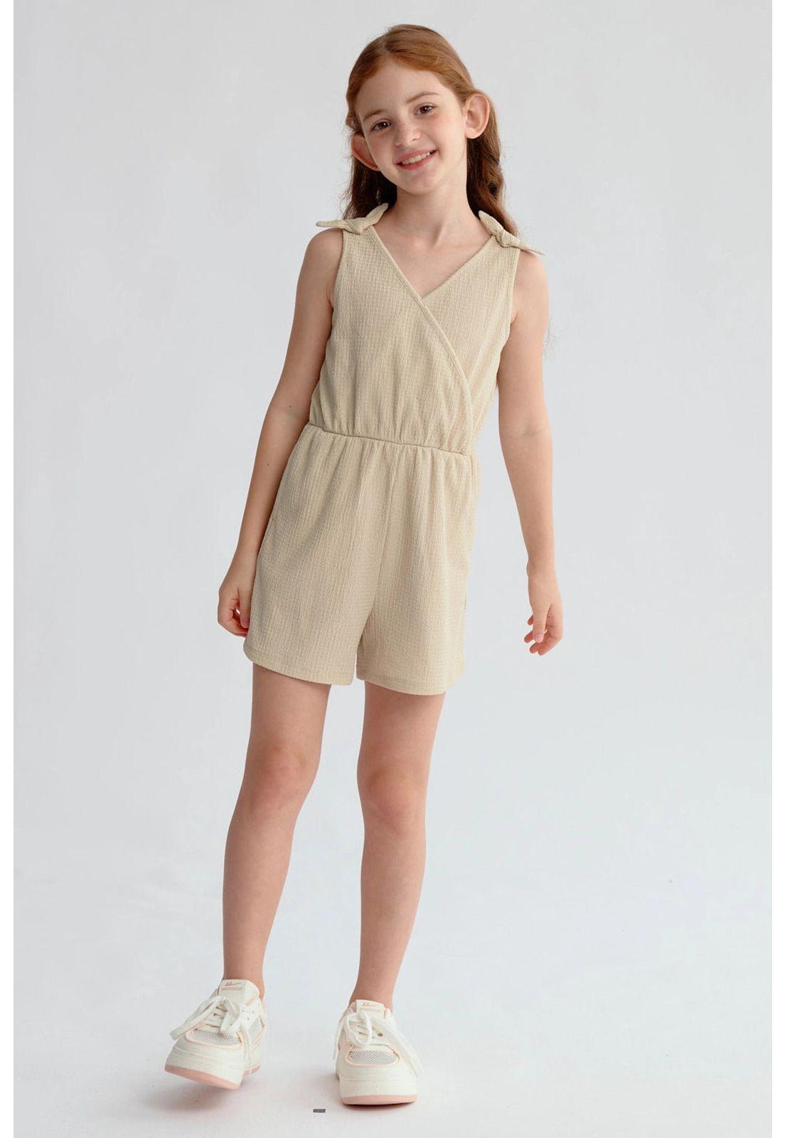 Enteritos Niña Con Nudos en Hombro Beige-3